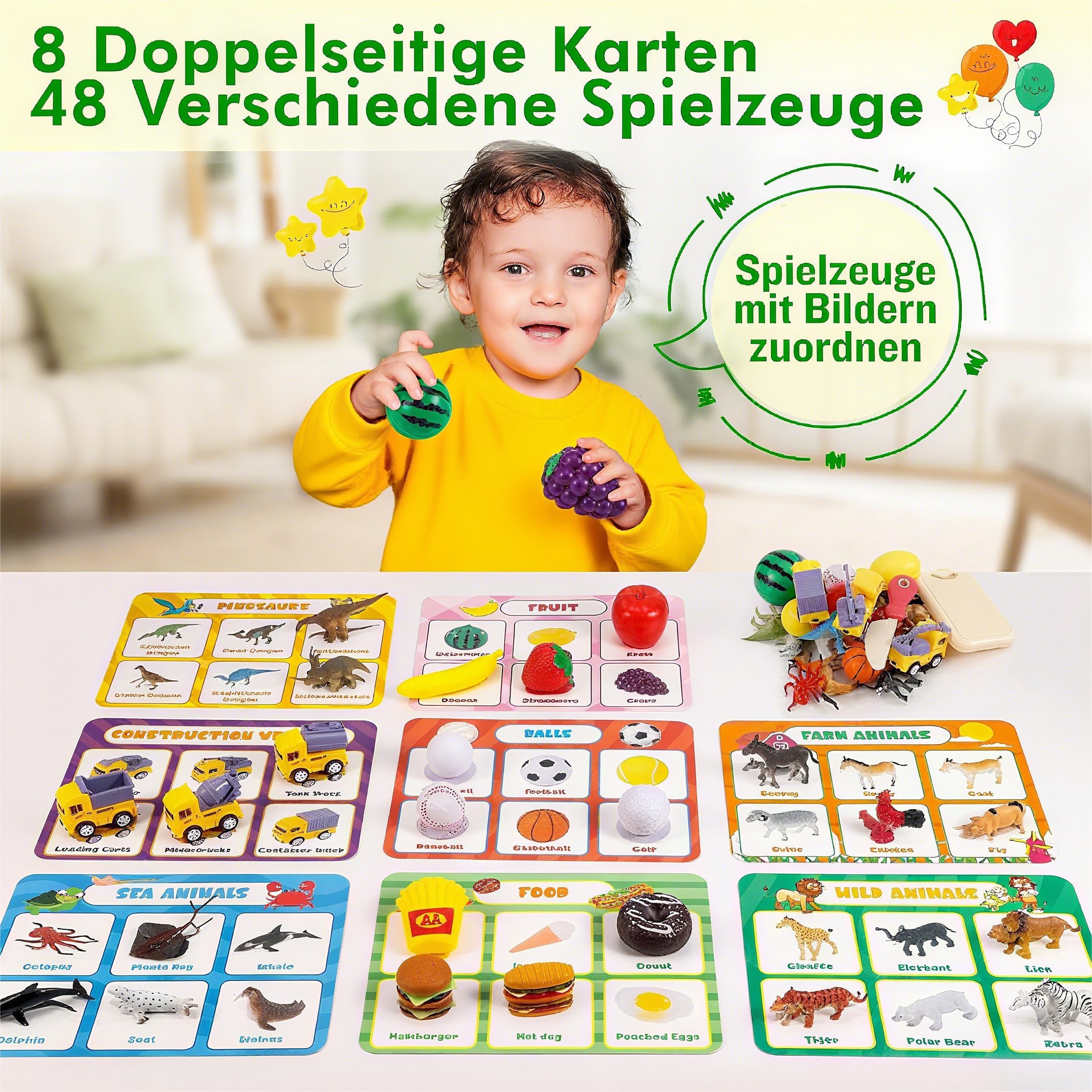 Ophy Lernspielzeug Montessori Sortierspielzeug – Obst-Schnitt-Spiel mit Tiere-Themen (1-St., sensorisches Lernspiel für Kinder ab 1–7 Jahren), inkl. Aufbewahrun – Bild 2 von 5