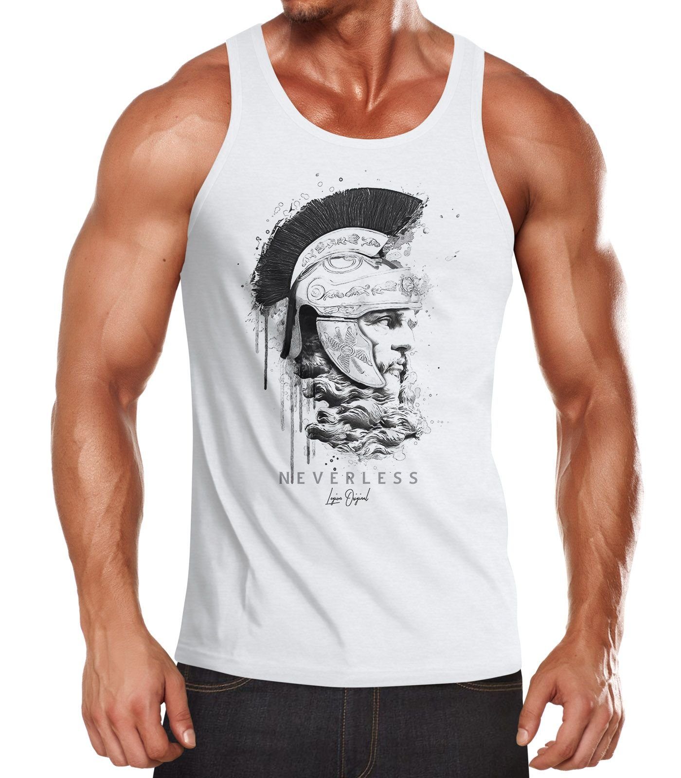 Neverless Tanktop Herren Tank-Top Sparta Spartaner Kopf Helm Krieger Fashion Streetstyle Muskelshirt Muscle Shirt Neverless® mit Print