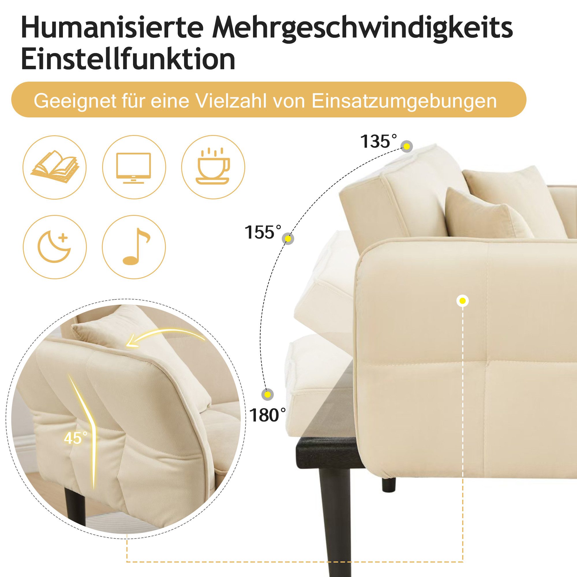 Odikalo 2-Sitzer Schlafsofa Relaxsofa Loungesofa Sesseln günstig online kaufen