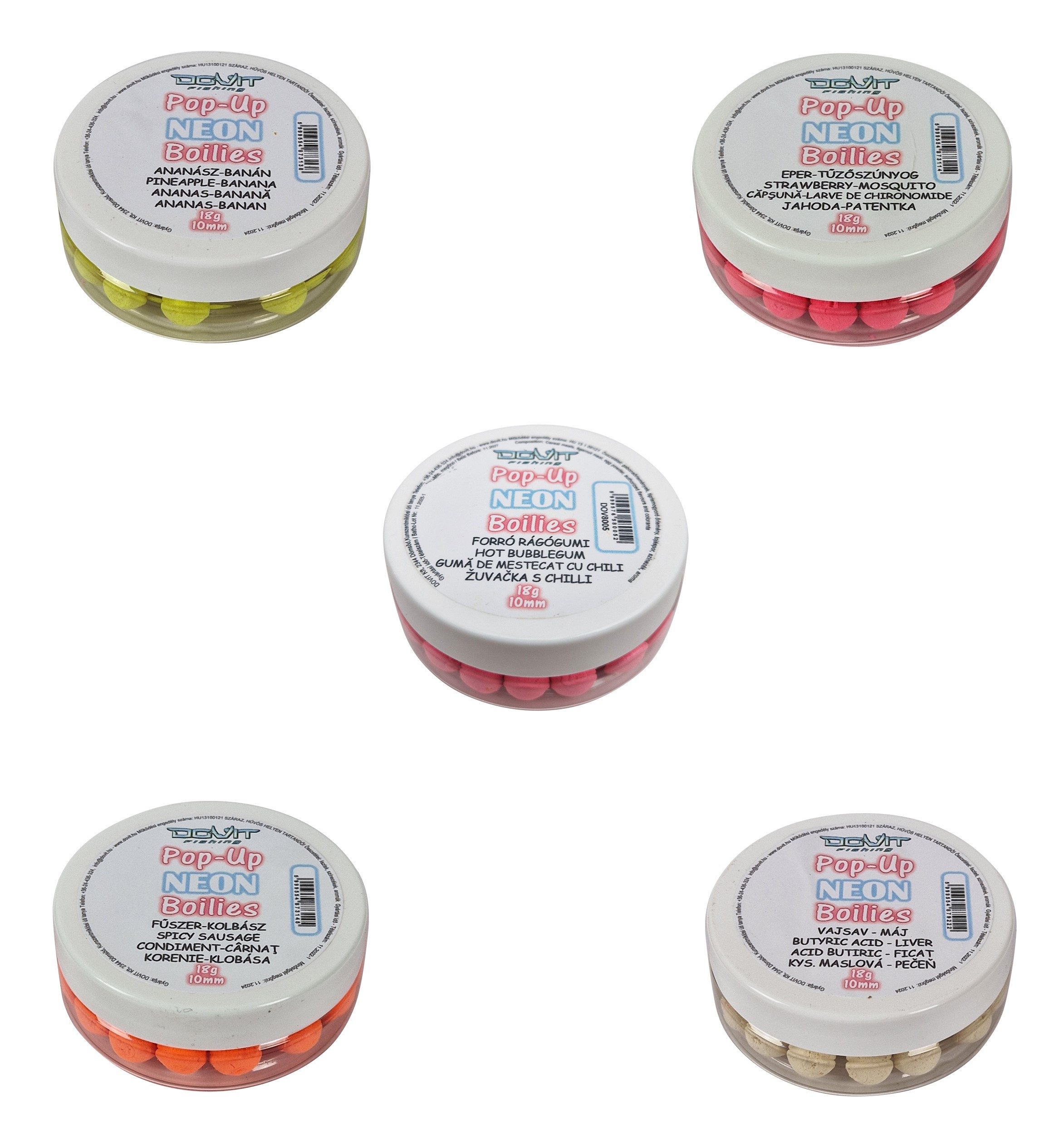 DOVIT FISHING Kunstköder POP-UP Neon Boilies 10mm - ver. Aromen - Karpfen Feeder Köder SET, (Spar-Set, 1-St), Ideal für Pop-Up- und Schneemann-Montagen