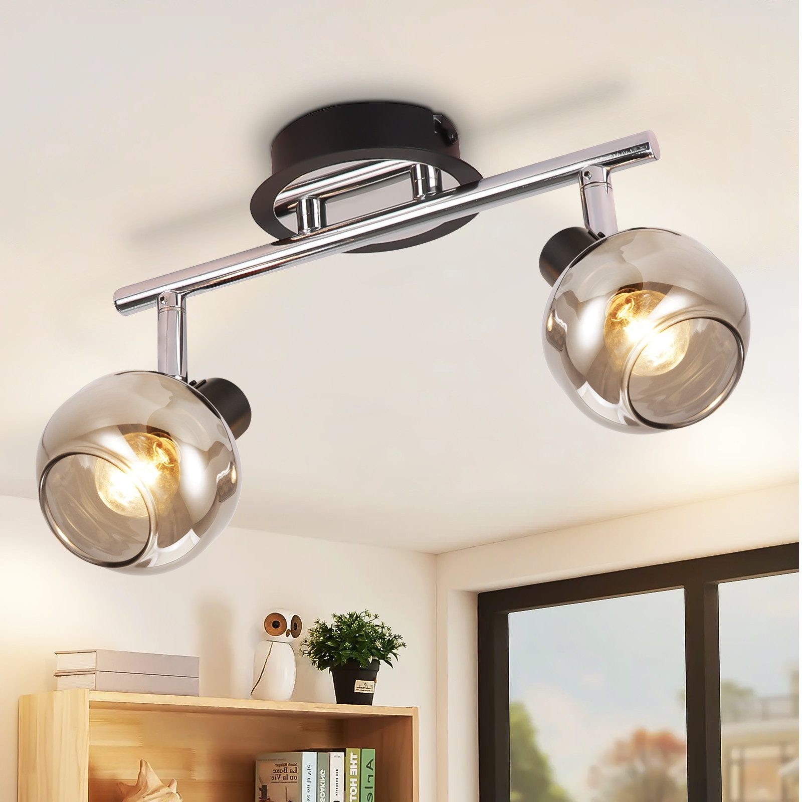 ZMH Deckenstrahler 2/3/4/6 Flammig E14 Rauchglas günstig online kaufen