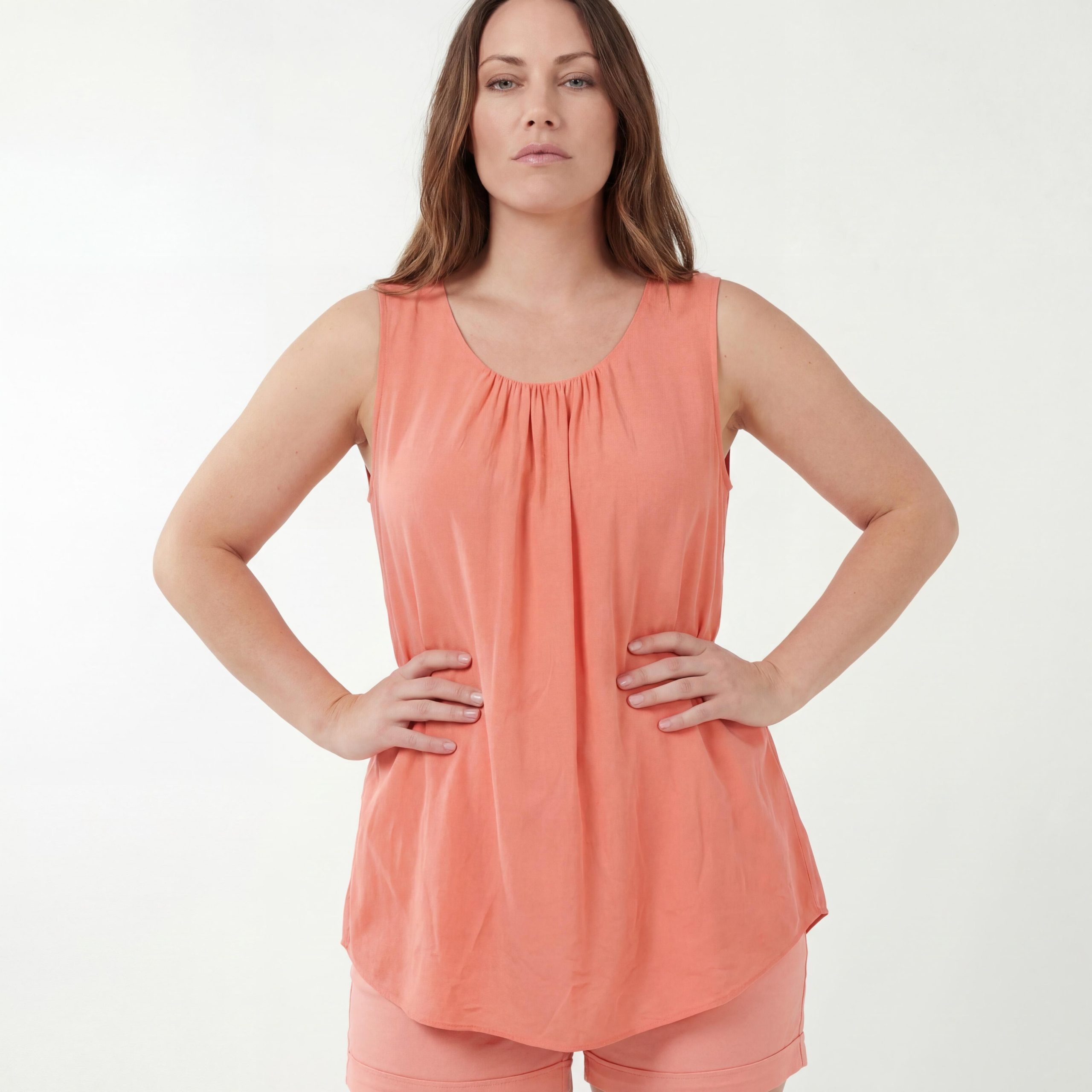 OriginalYou Trägertop Damen Long Top Sommer Oberteil ärmelloses Strandshirt mit Innentop für blickdichten Tragekomfort, erhältlich von 36-50