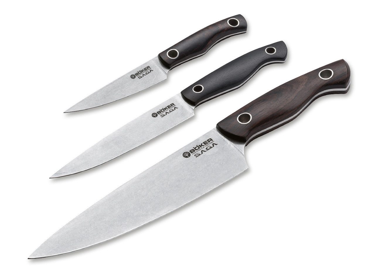 Böker Besteck-Set Böker Saga Grenadil 3er Messerset Küchenmesser Set