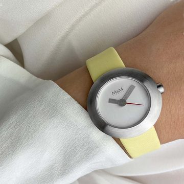 M&M Quarzuhr Armbanduhr Damen Leder Basic-M, (1-tlg), Analoguhr rund mit Lederarmband, Designer Uhr, deutsche Manufaktur, inkl. edles Etui