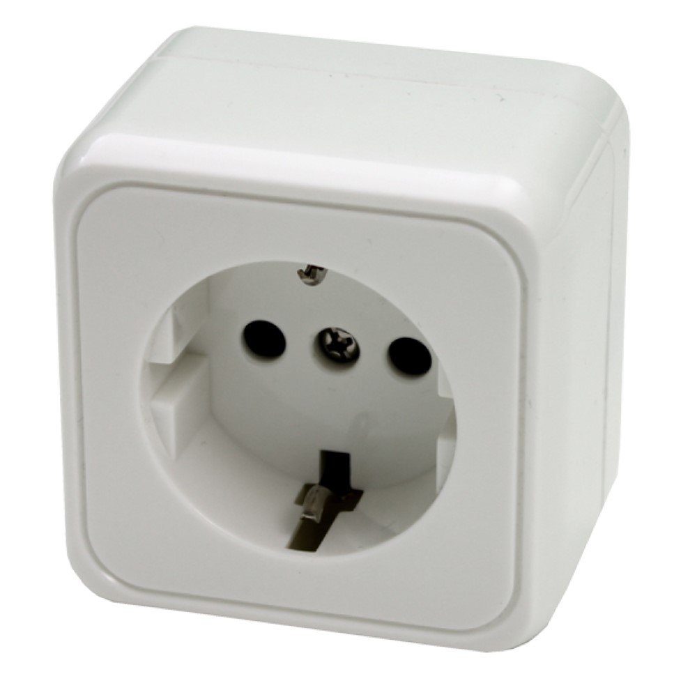 HABA B.V. Aufputz-Steckdose Aufputz Schuko Steckdose 220V - 230V weiß einzeln