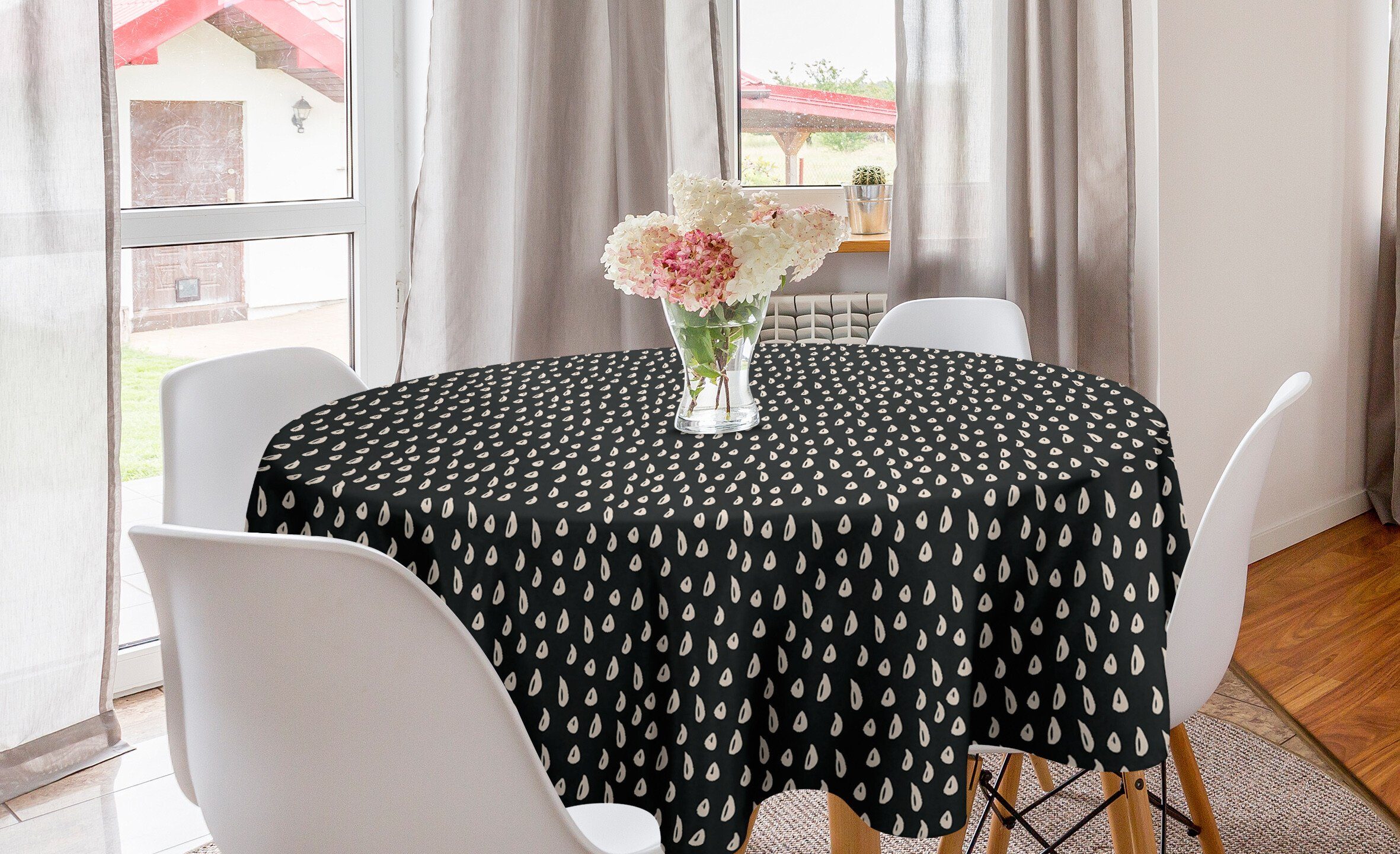 Abakuhaus Abdeckung Tischdecke Regen Dekoration, für Küche Tischdecke Kreis Brush Regentropfen Stroke Esszimmer