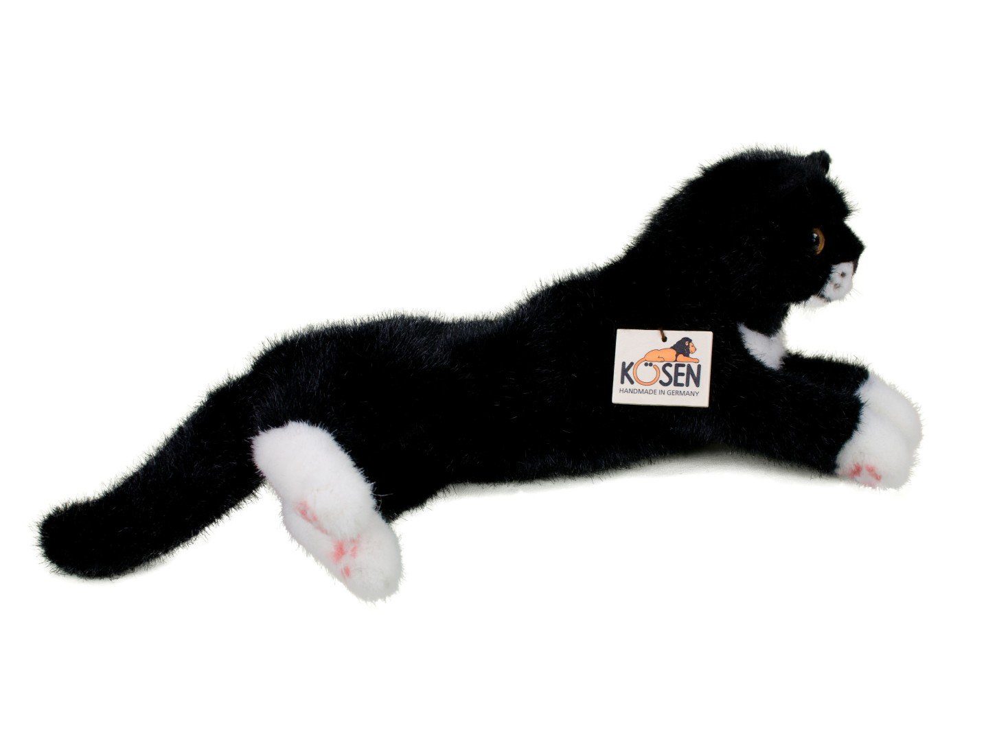 Kösen Kuscheltier Kösen Katze Fini schwarz weiß liegend 41 cm Stofftier