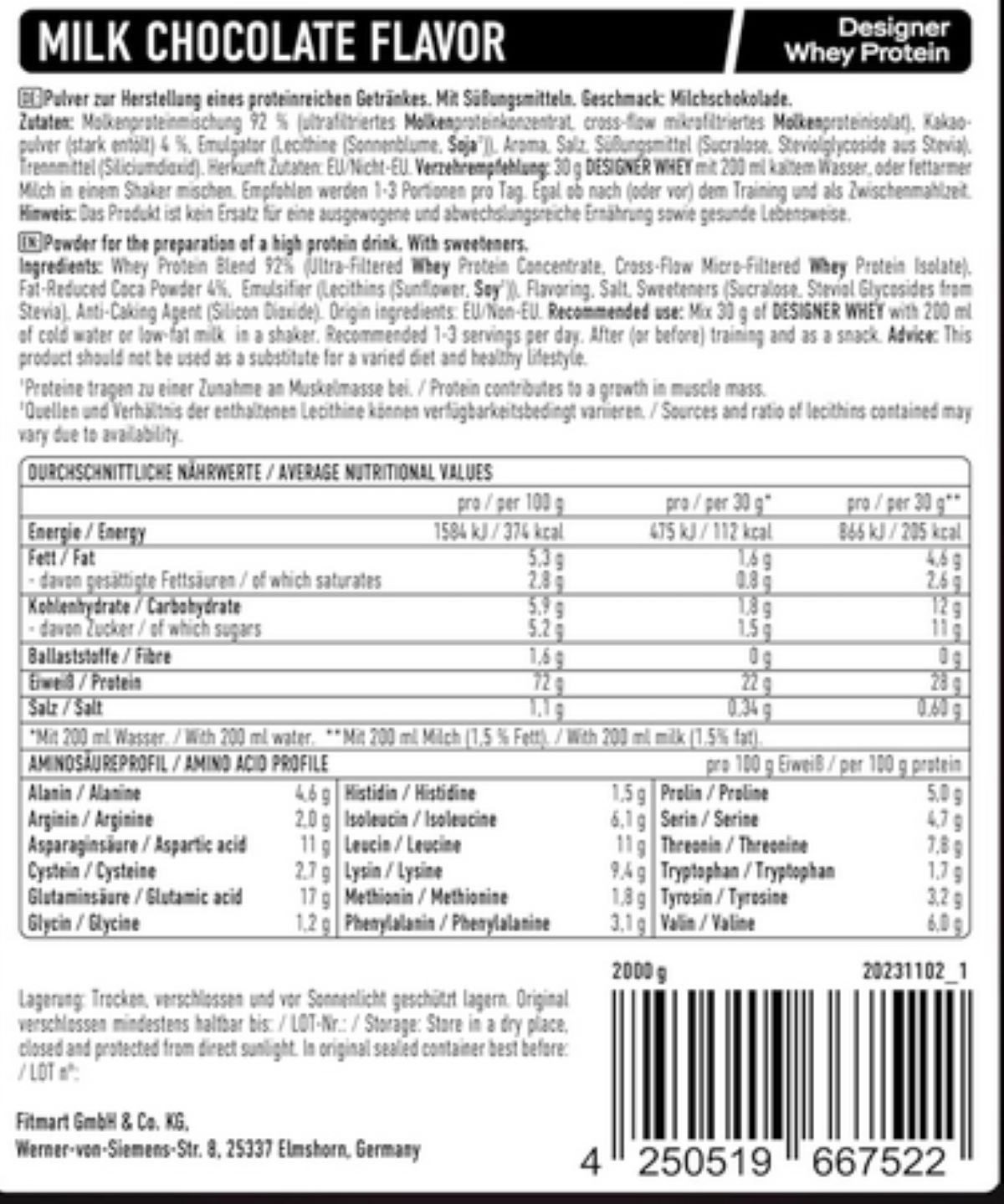 ESN ESN 2 Kg Designer Whey Protein 2000g Beutel Pulver, 2000 g, Mit 30% Whey Isolat