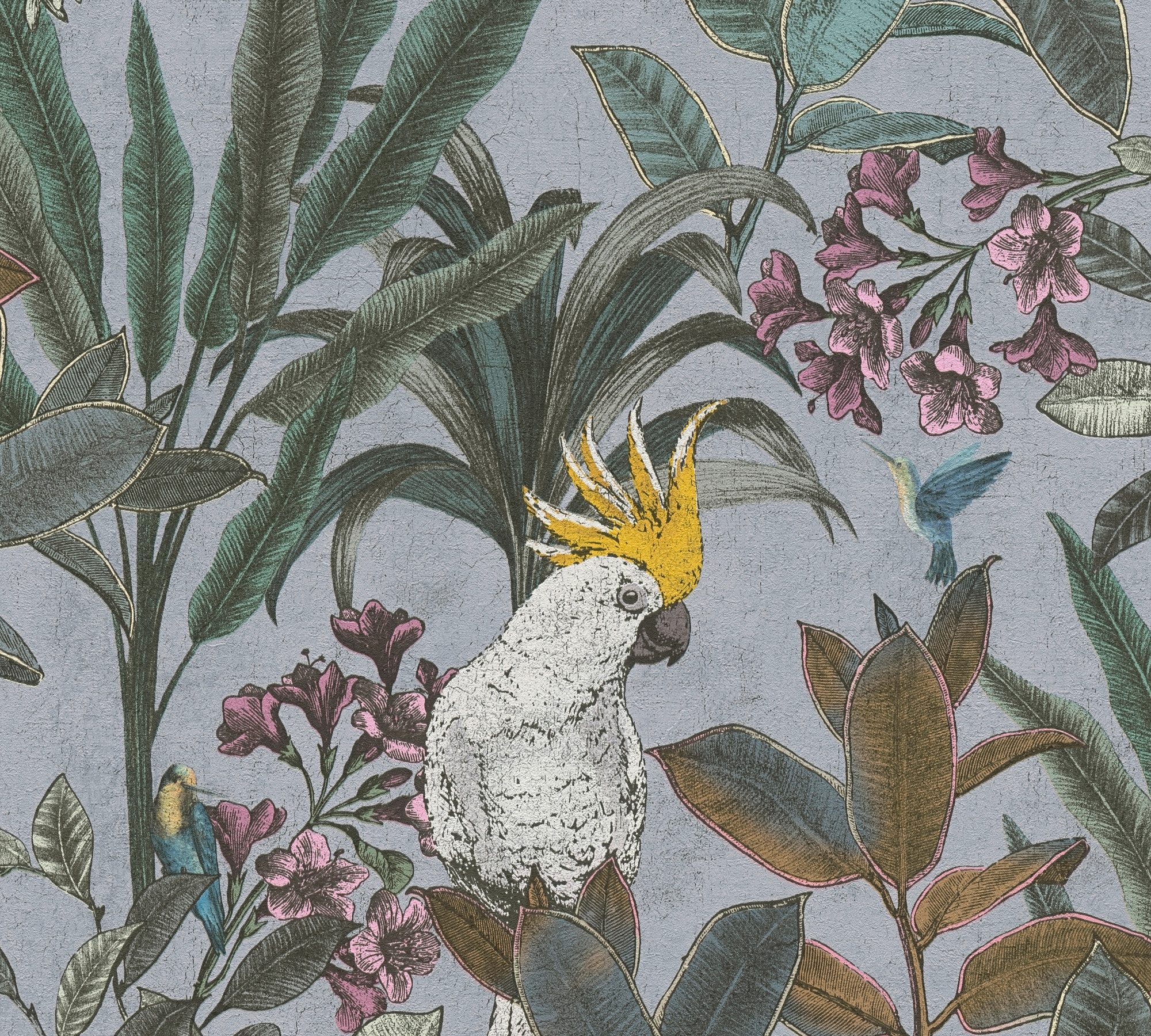 A.S. Création Vliestapete PintWalls II Dschungel-Tapete Mustertapete Papagei Tiere, strukturiert, matt, (1 St), Vliestapete Tiere für Schlafzimmer Küche Wohnzimmer Dschungel Design