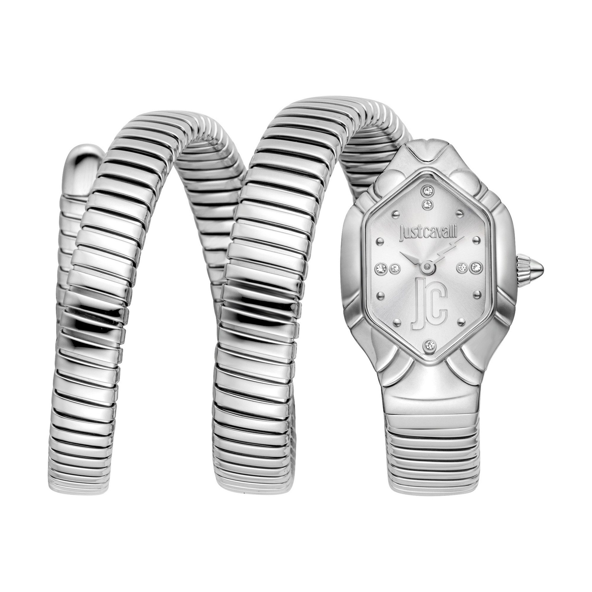 Just Cavalli Time Quarzuhr Signature Snake JC1L429M0015, Armbanduhr, Edelstahlarmband, analog, Kristallsteine