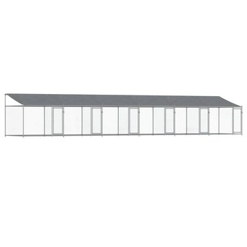 vidaXL Hundezwinger Hundezwinger mit Dach und Türen Grau 12x2x2 m Verzinkter Stahl