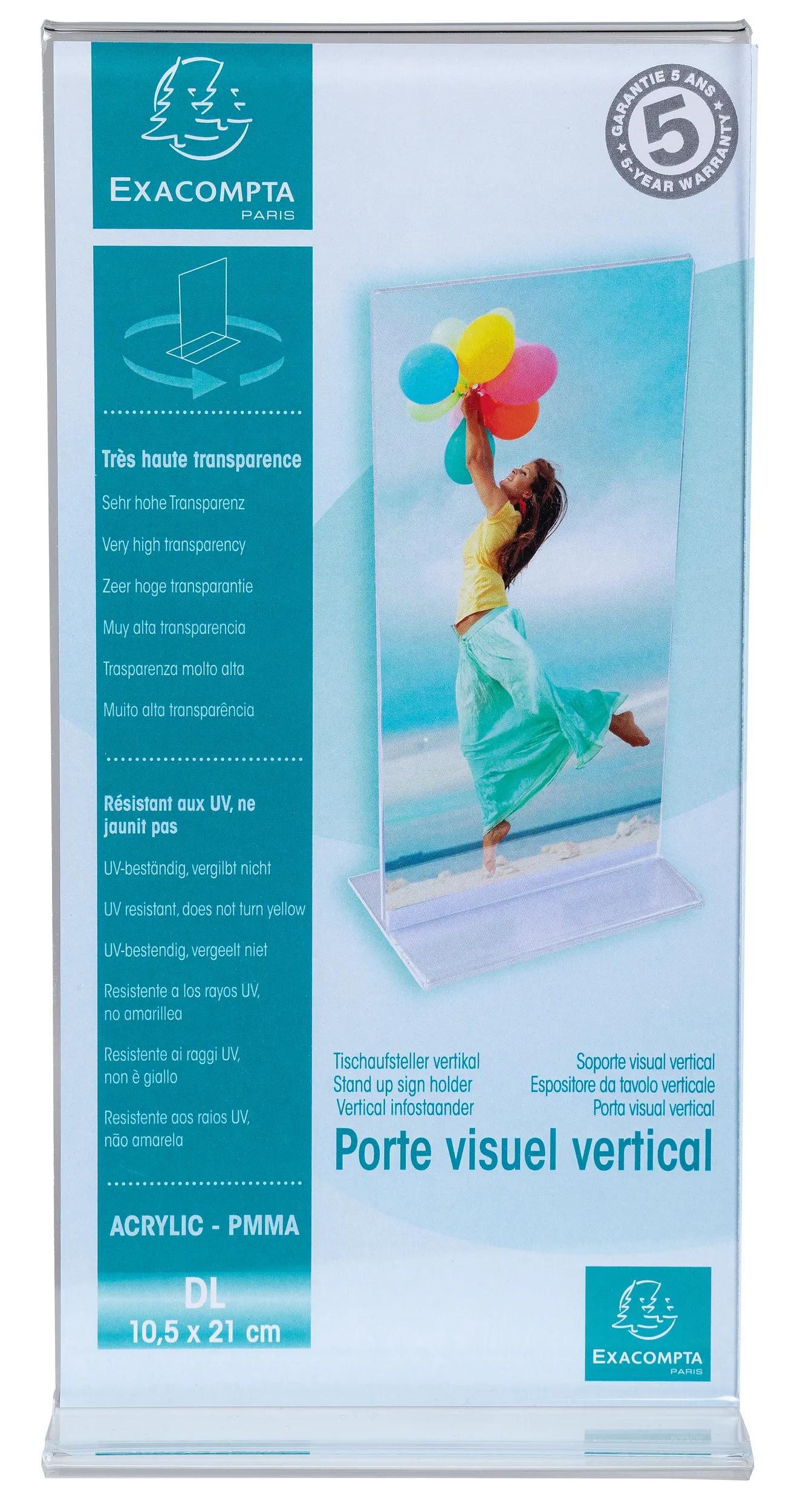 EXACOMPTA Zeitungsständer 30x gerader Tischaufsteller DL, Hochformat, Exacryl, Kristall, 83158D, Displays