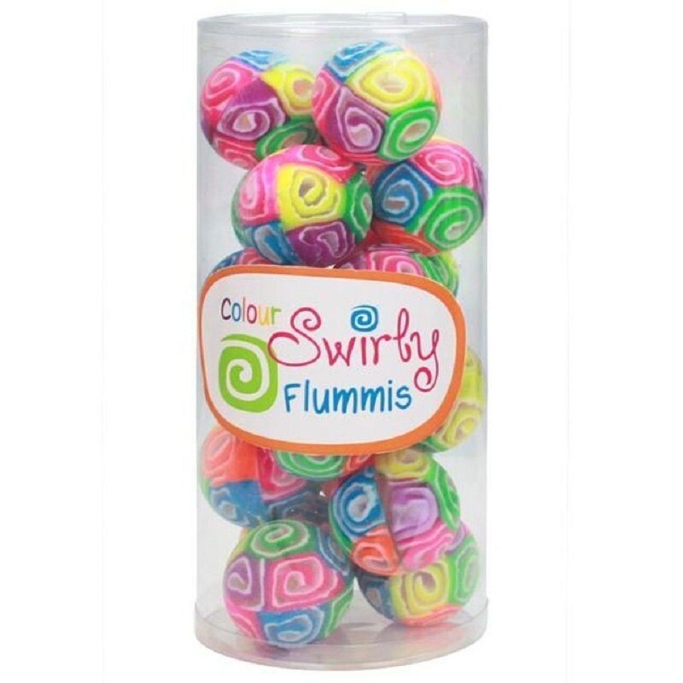 Trendhaus Springball Flummi Flummi Ball 43mm, Swirly, Hüpfballe, Gummiball, bunt