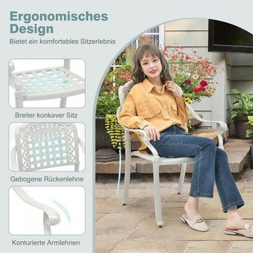 KOMFOTTEU Gartenstuhl Balkonstuhl (2er Set), aus Aluminiumguss bis 165kg belastbar