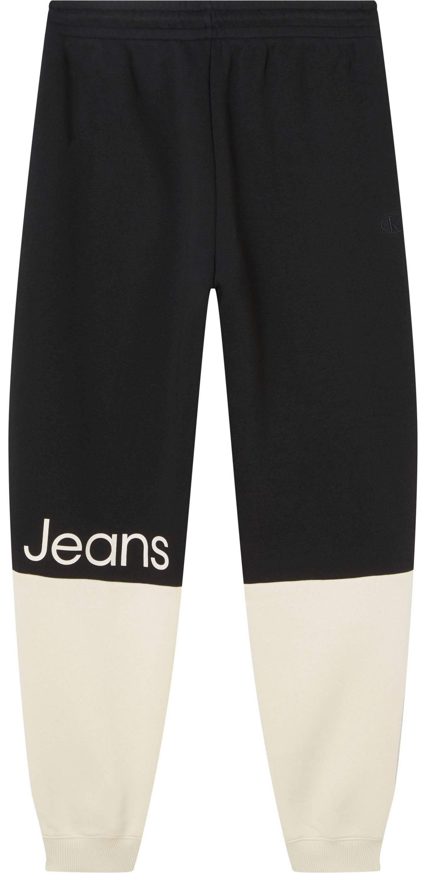 Sport Sporthosen Calvin Klein Jeans Sweatpants COLOR BLOCKING CUFFED JOG PANTS mit markantem CK-Schriftzug auf dem Bein