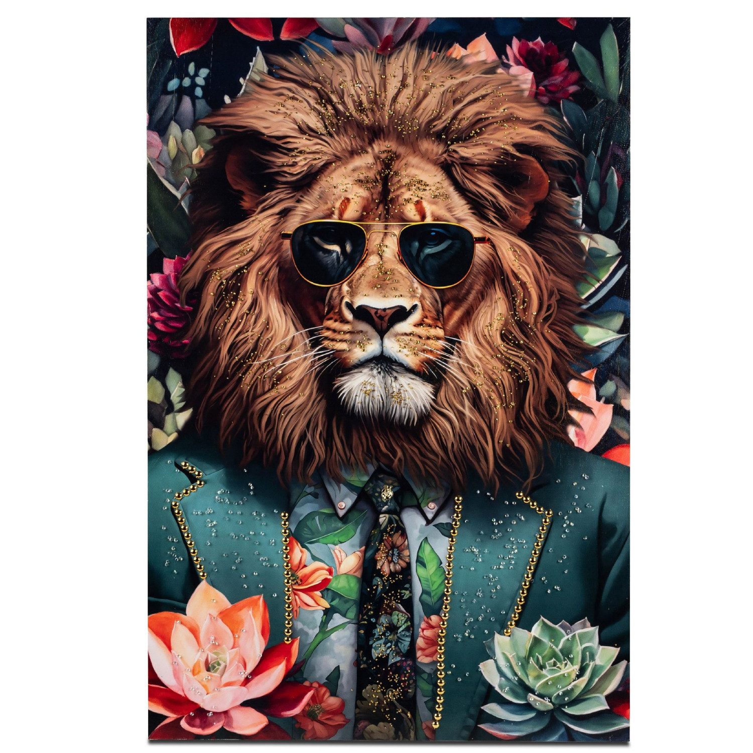 formano Wandbild Pop Art Tiere im Anzug, Löwe, Tiere im Anzug, Mehrfarbig, Löwe, H: 90cm