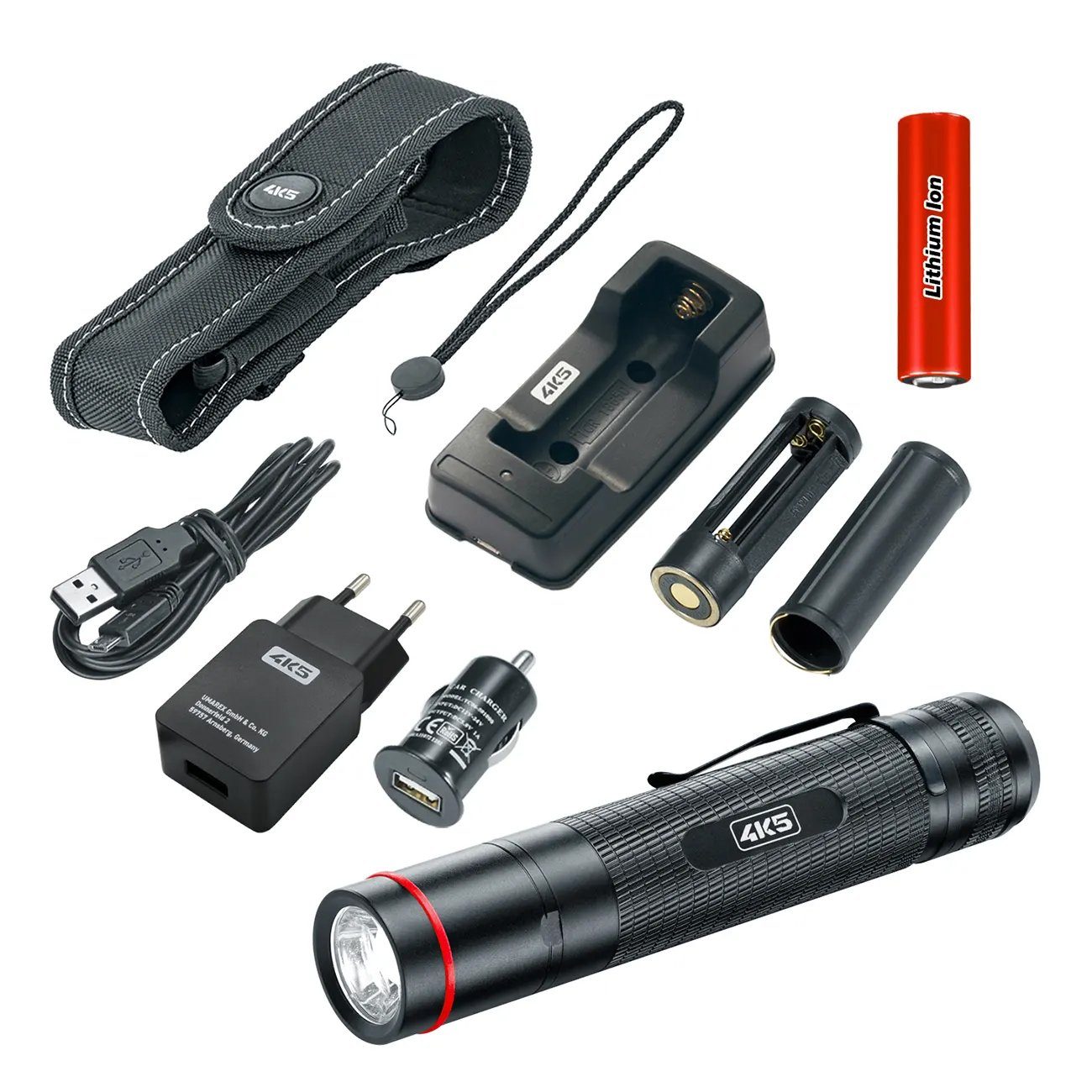 4K5 Tools Taschenlampe 4K5 Tools PL 900 Prolight Taschenlampe mit Holster (Leuchtkraft 900