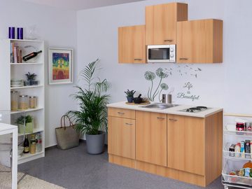 Flex-Well Küche Nano, Gesamtbreite 150cm, mit Mikrowelle und Kochfeld, viele Farbenvarianten