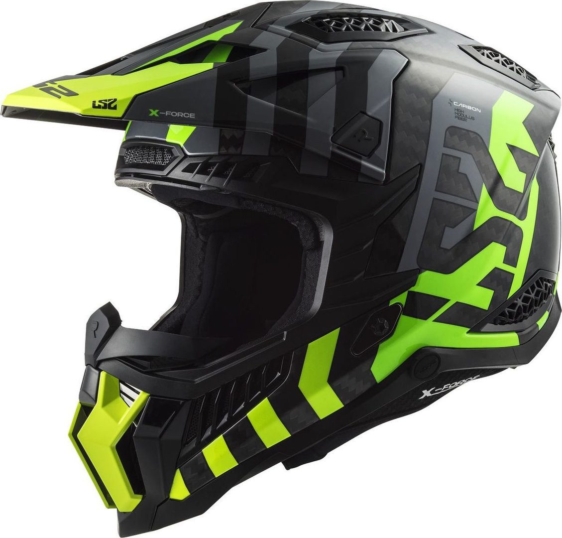 LS2 Motocrosshelm MX703 X-Force Barrier Carbon Motocross Helm, Atmungsaktiv
