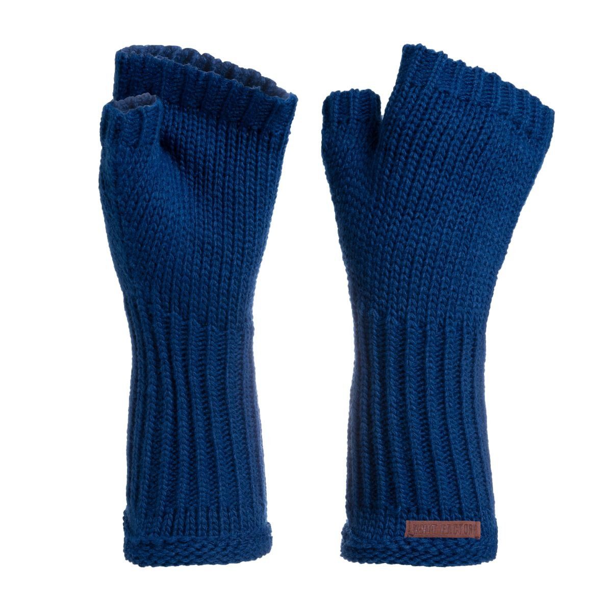 Knit Factory Strickhandschuhe Cleo Handschuhe One Size Glatt Dunkelblau (1-St) Handschuhe Handstulpen Handschuhe ihne Finger