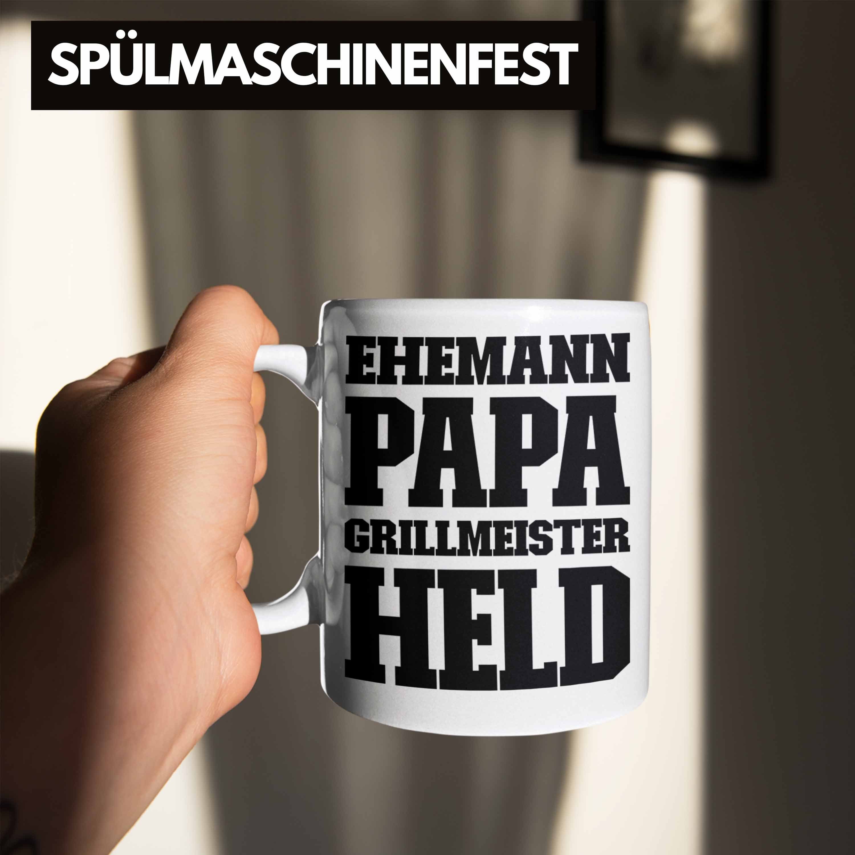 Ehemann Becher Tasse Tasse Geschenkidee Grillen Trendation Trendation Papa Vatertag Weiss Kaffeetasse Sommer Held Geschenk -