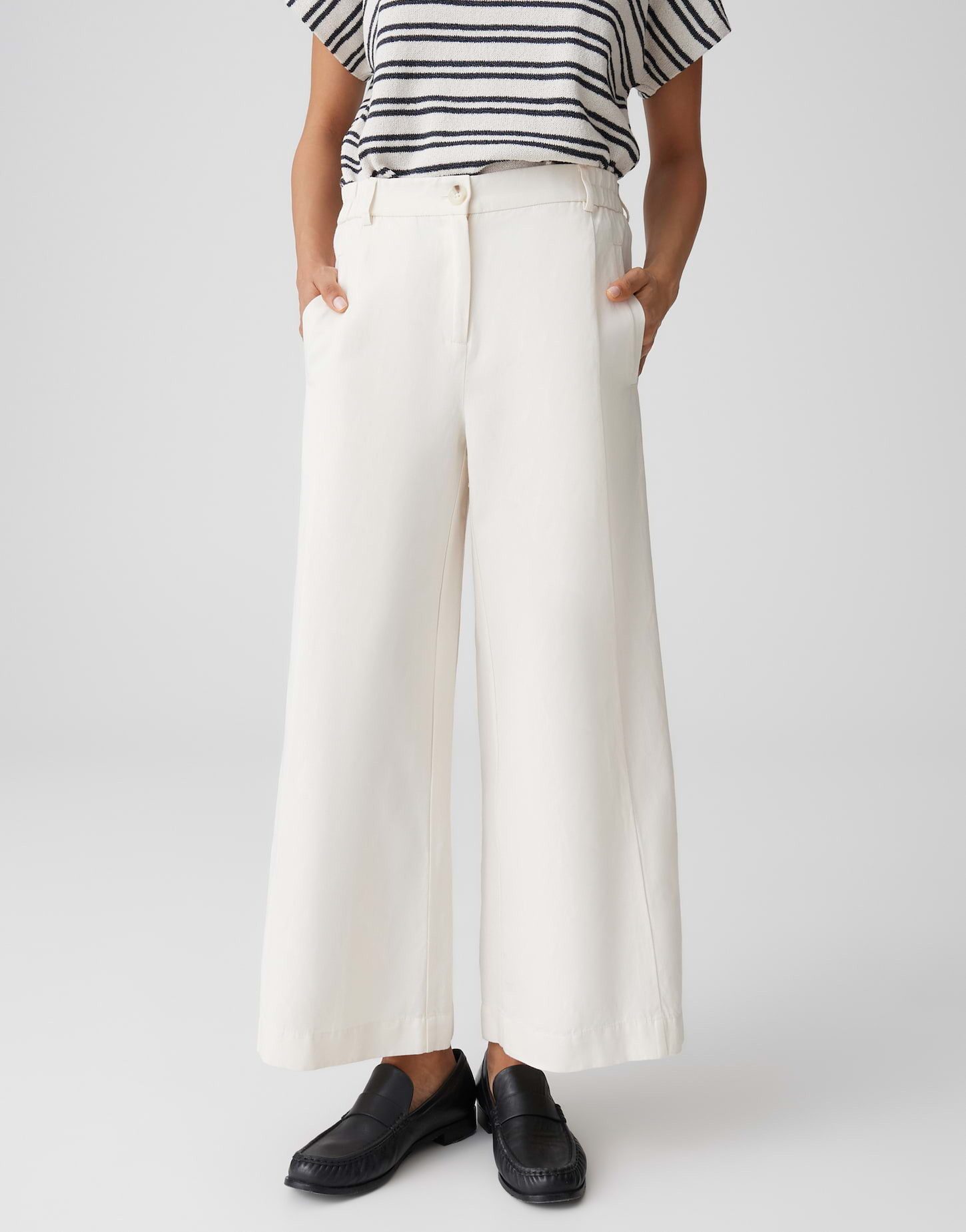 OPUS Culotte MAIGA FLOW aus nachhaltigem Viskose Leinen Mix Paspeltaschen vorne, pflegeleicht, natürlicher Griff, Casual