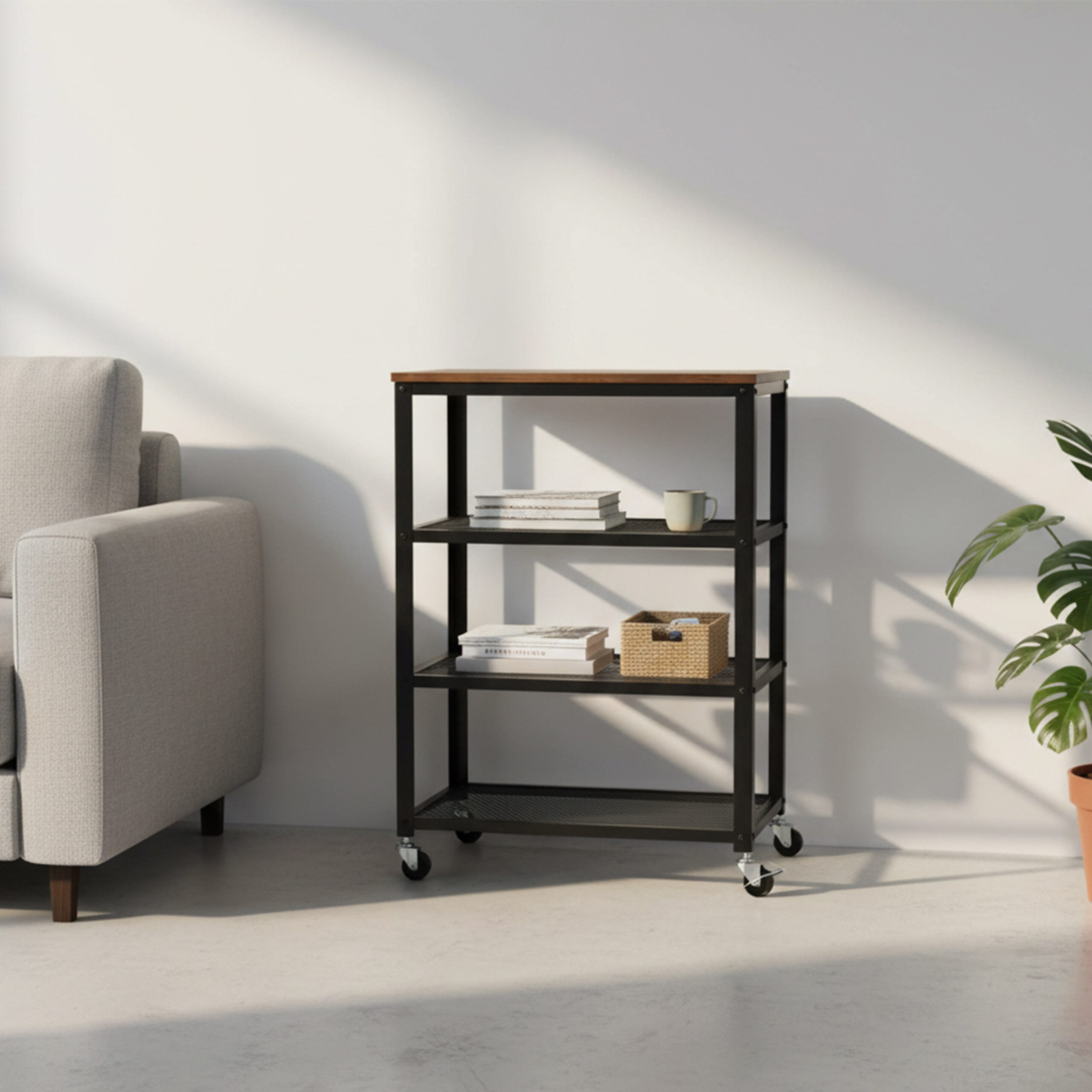 relaxdays Servierwagen Rollwagen 4 Ebenen Industrial, (1 St) günstig online kaufen