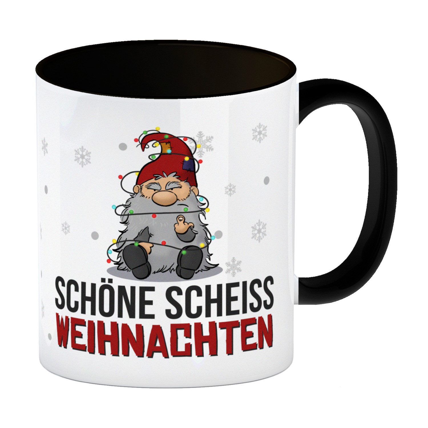 speecheese Tasse Grimmiger Wichtel Kaffeebecher in schwarz mit Spruch