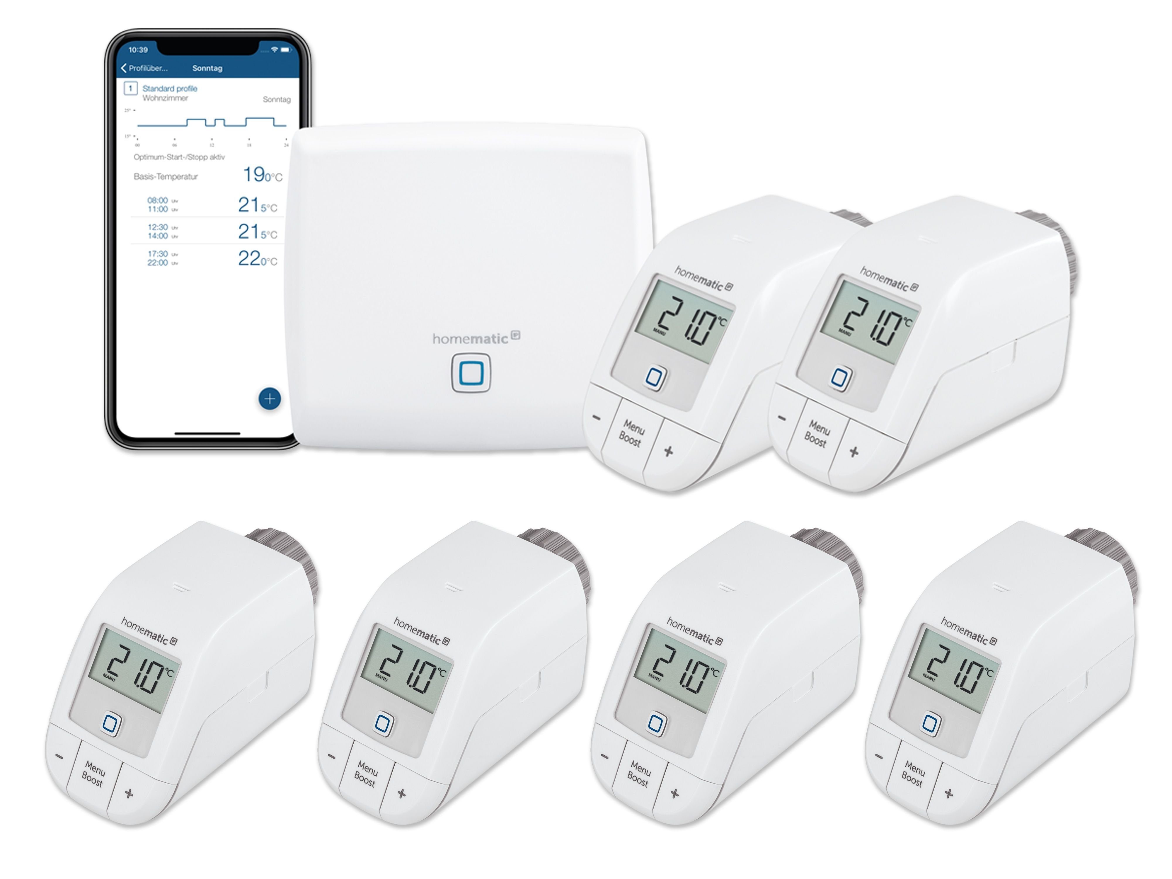 Homematic IP HOMEMATIC IP Starterset Heizen +4x Thermostat Smart-Home Starter-Set