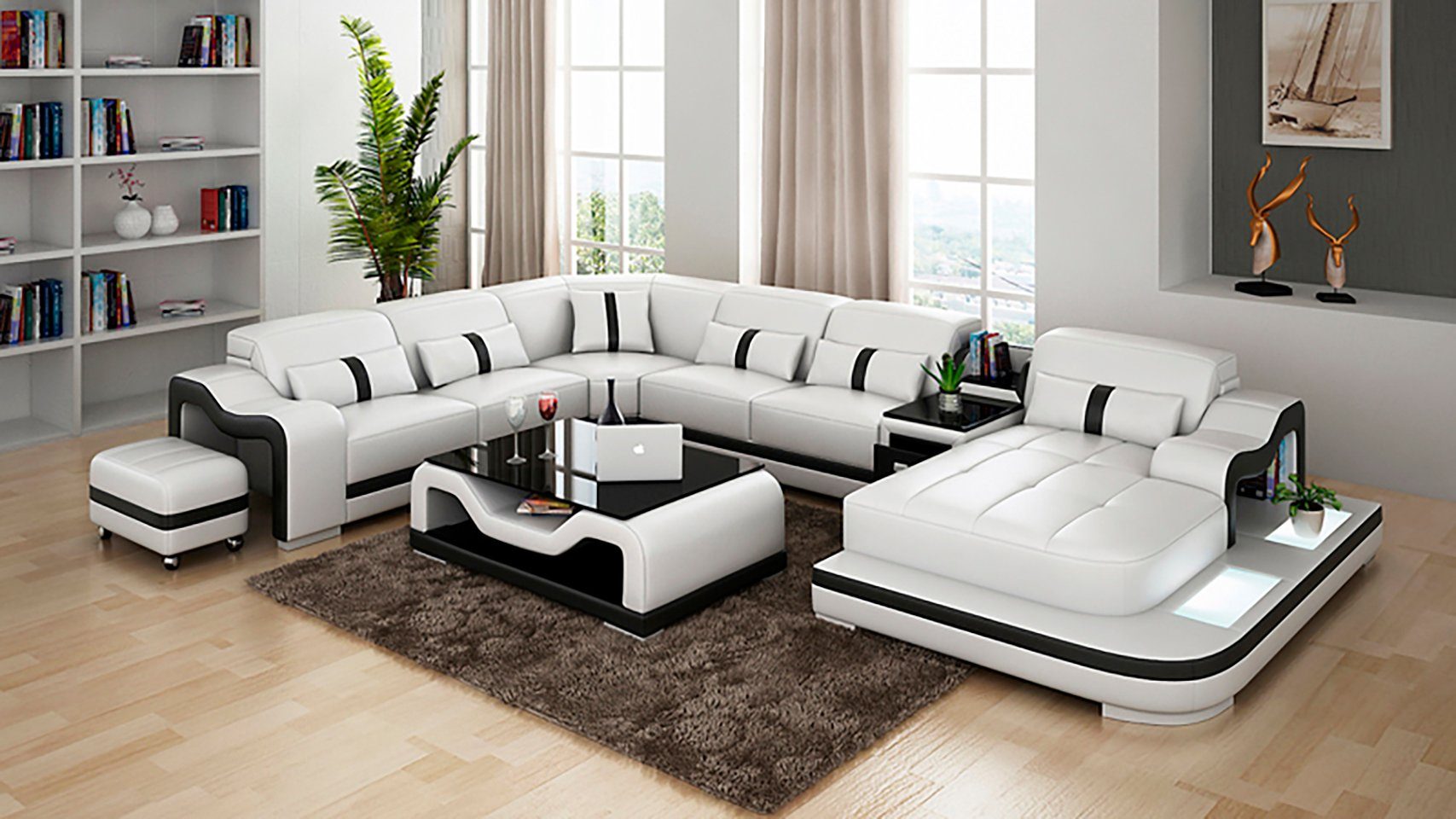 JVmoebel Ecksofa, Ledersofa Eck Ecksofa Modern Sofa Design Couch Wohnlandschaft