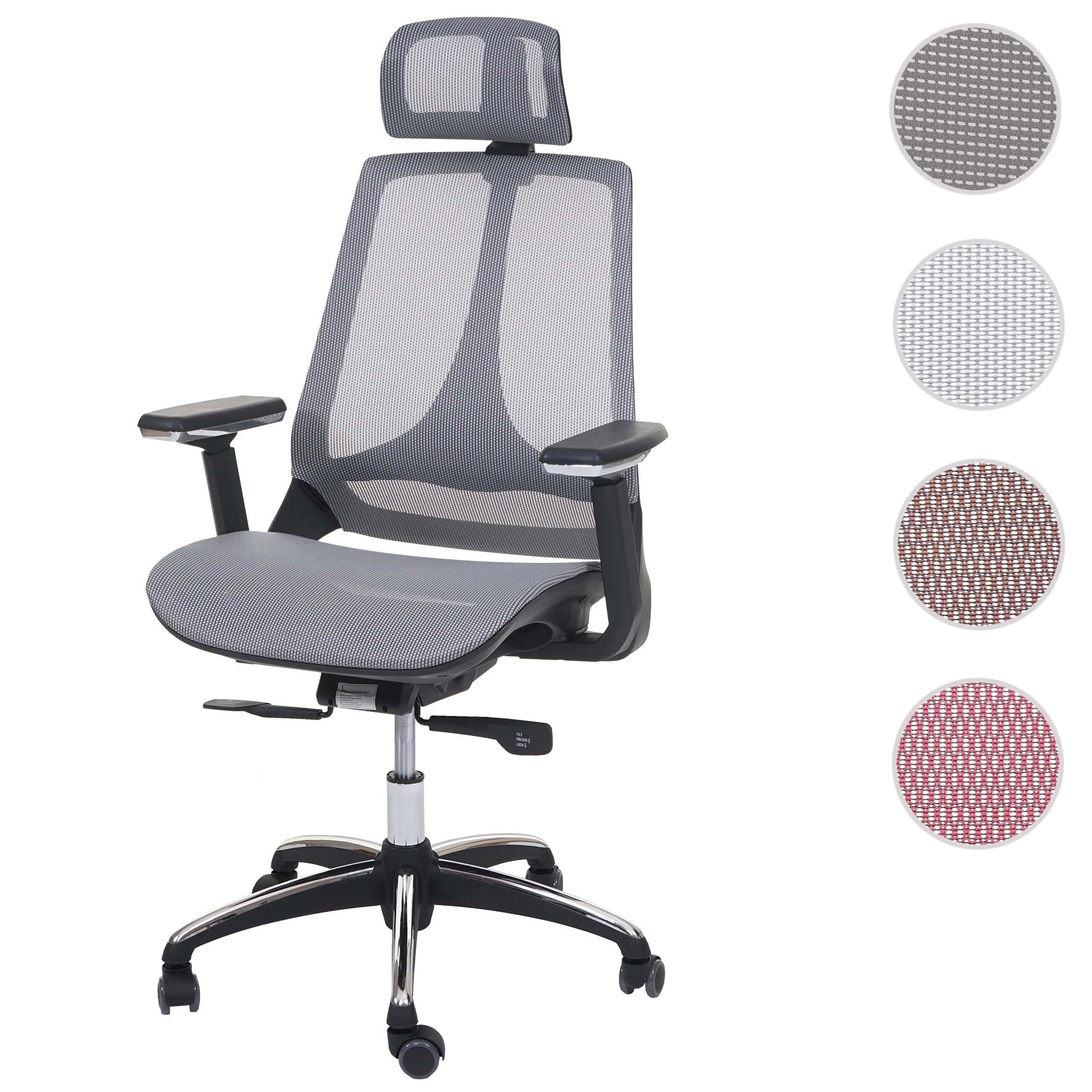 MCW Schreibtischstuhl MCW-A59, Höhenverstellbare Sitzfläche Kopfstütze, tiefenverstellbare grau