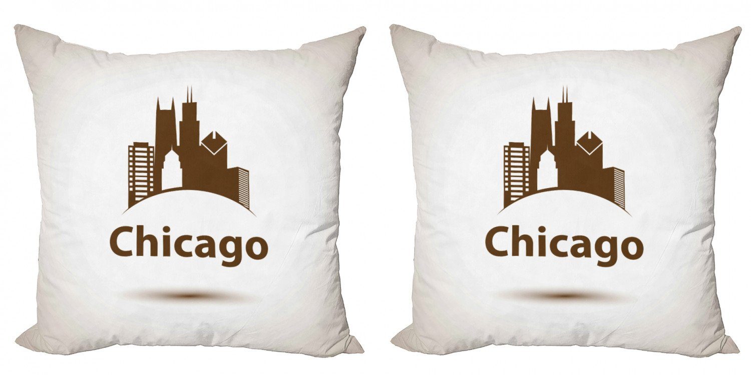 Retro Modern städtische Kissenbezüge Digitaldruck, Accent Chicago Doppelseitiger Stück), Skyline Abakuhaus (2