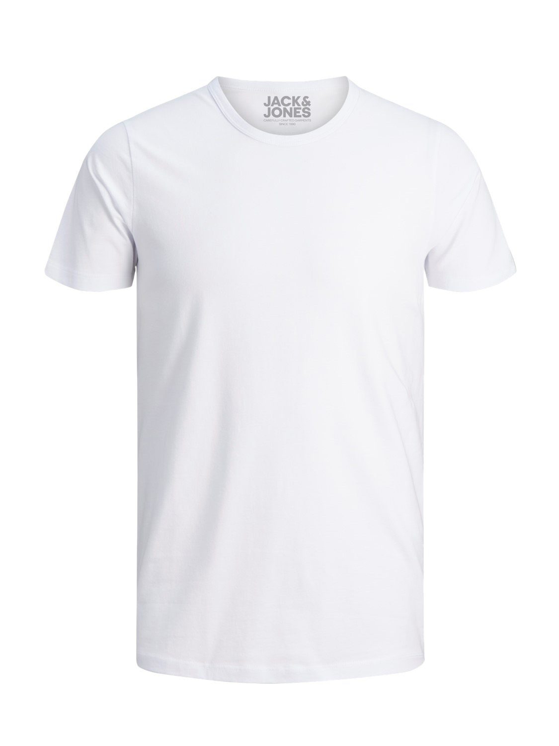 Jack & Jones T-Shirt Basic zu weiß etwas O-Neck kurz 3er nicht Pack) (3-tlg., länger geschnitten