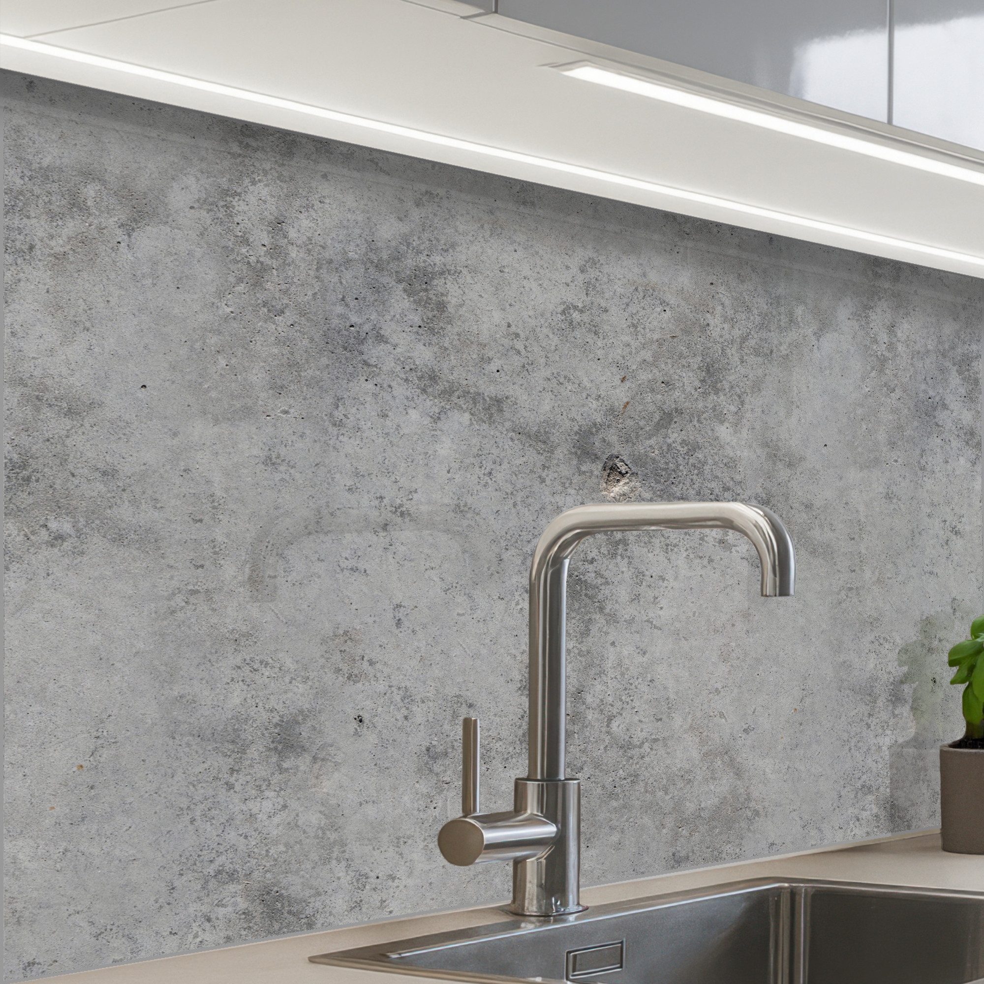 KitchenYeah Küchenrückwand Muster selbstklebend (keine Folie) Beton - Grau - Muster, (1-tlg), Spritzschutz, Küche, Rückwand, Küchenwand, Küchenfront, 30x20 cm