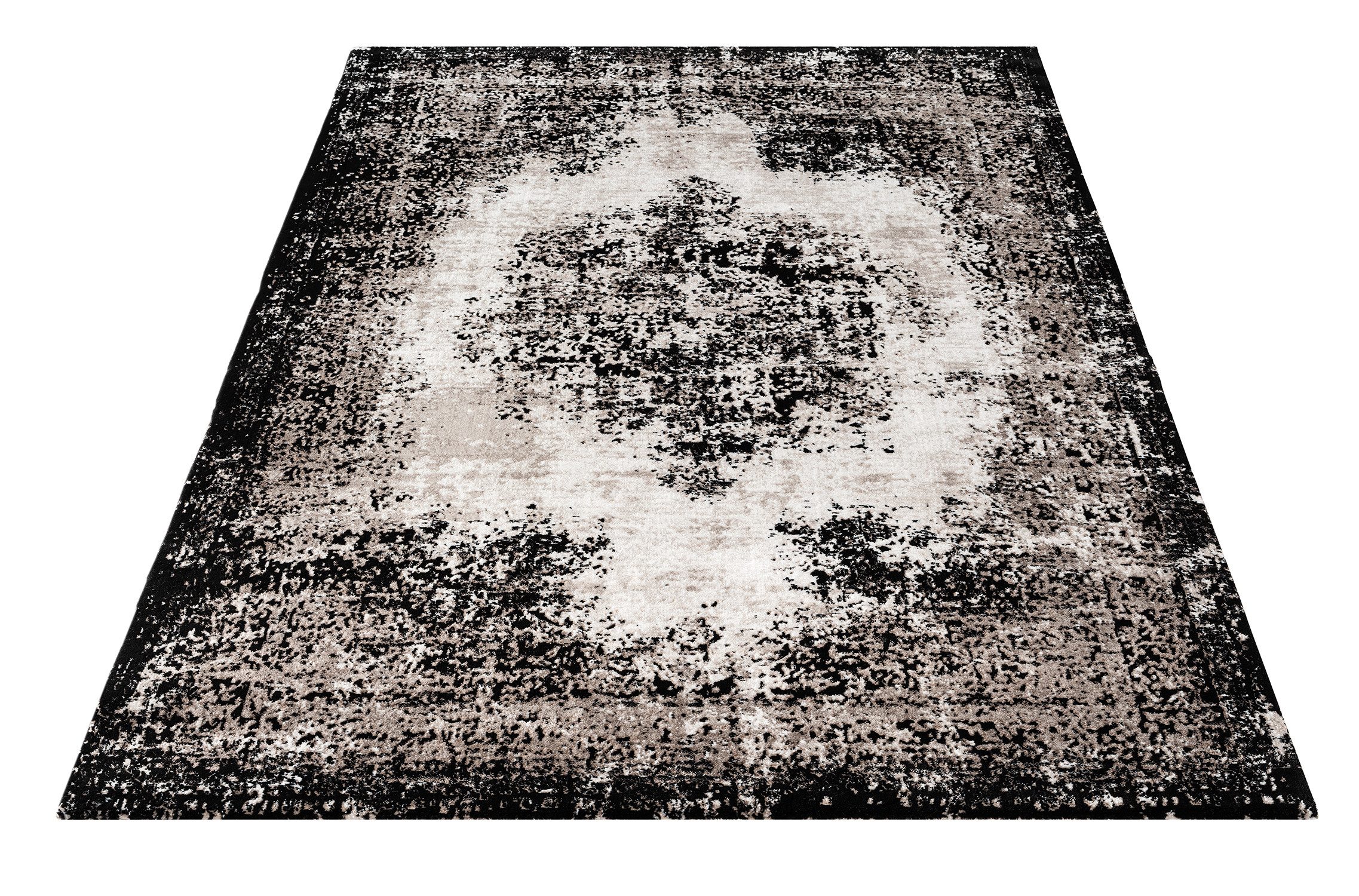 Carpetilla Designteppich Designer Wohnzimmer Teppich Schwarz-Cream, Rechtec günstig online kaufen