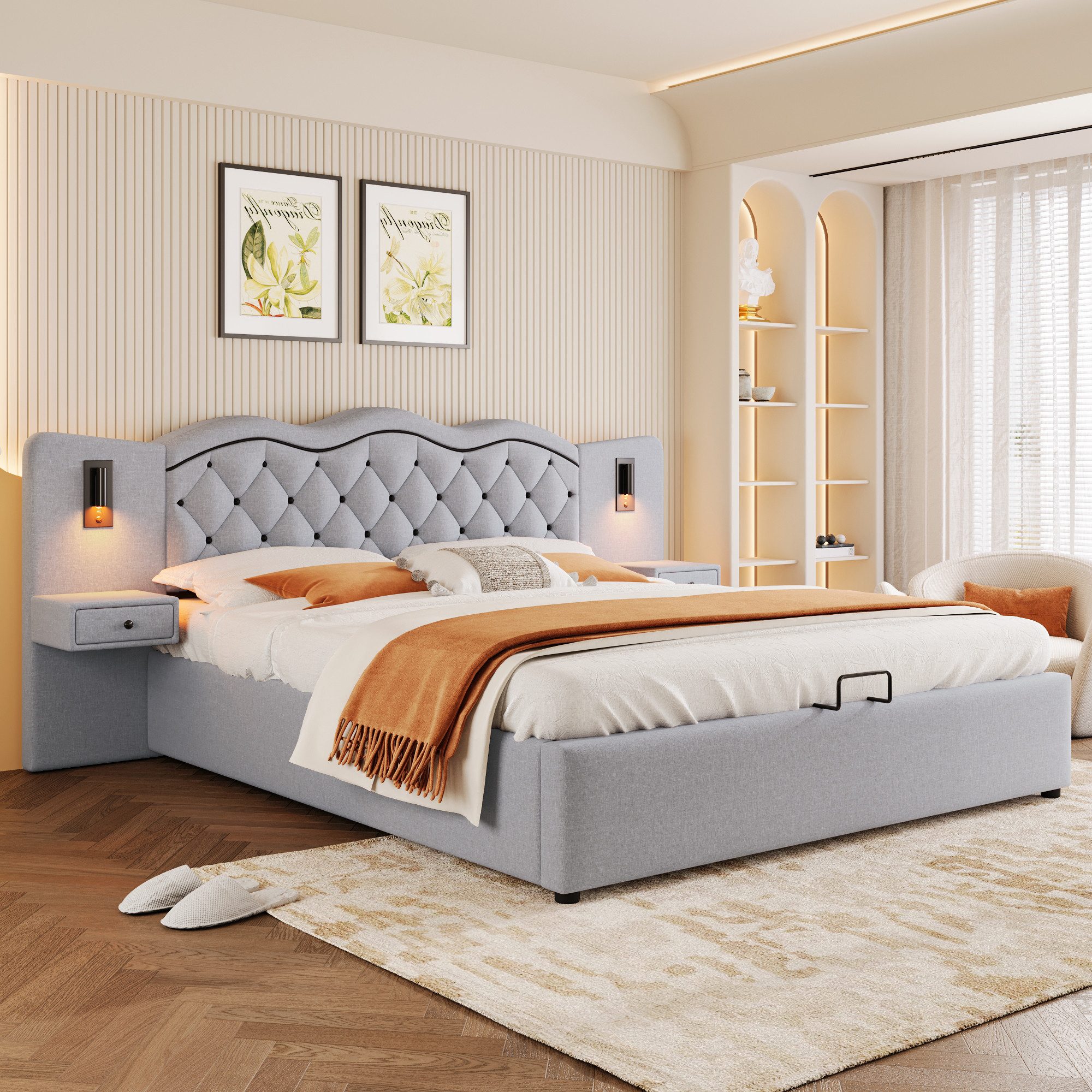 TavilaEcon Boxspringbett mit USB-Anschluss und zwei günstig online kaufen