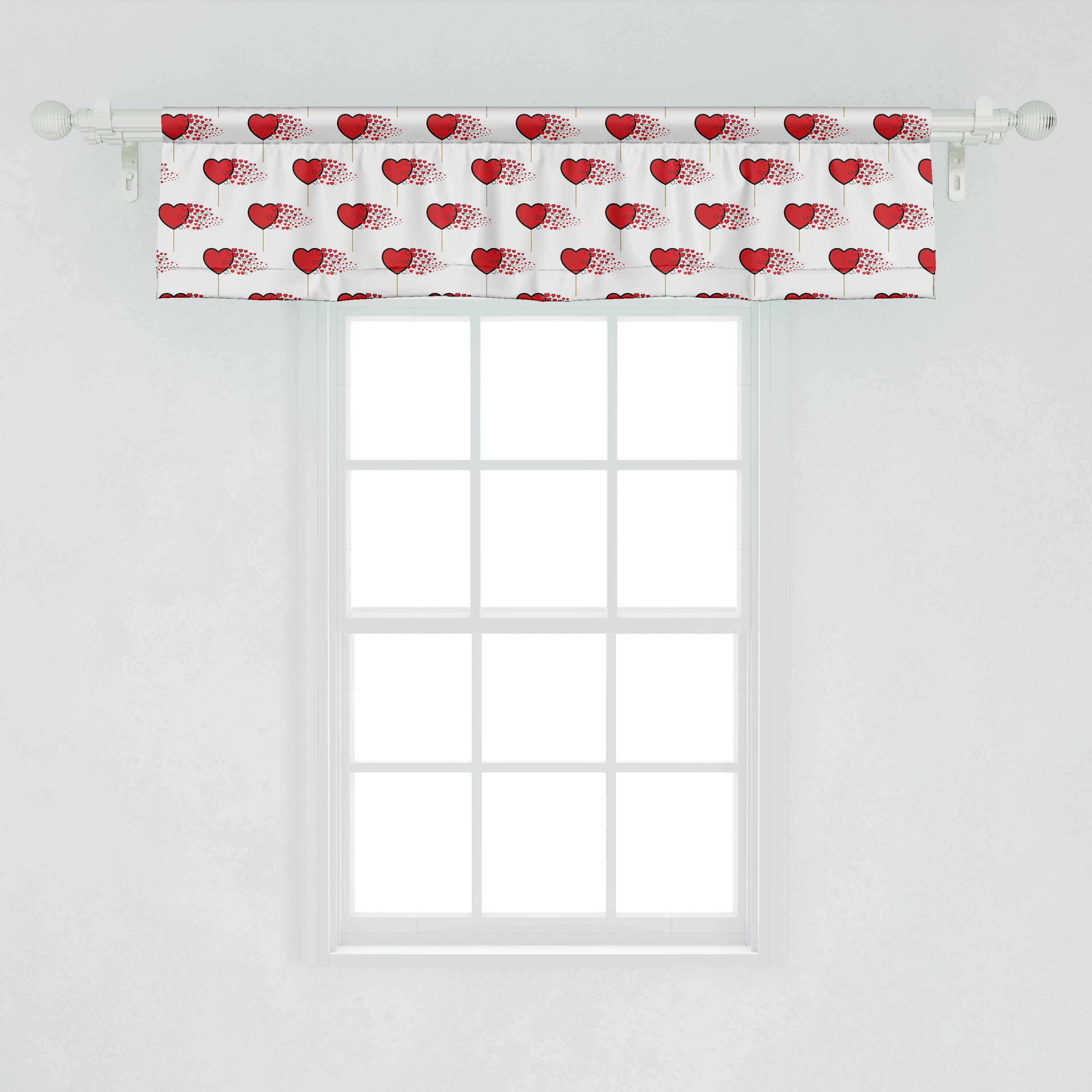 Vorhang Microfaser, für Stangentasche, Herz-Lollipops Abakuhaus, mit Volant Scheibengardine Dekor Valentinstag Schlafzimmer Küche