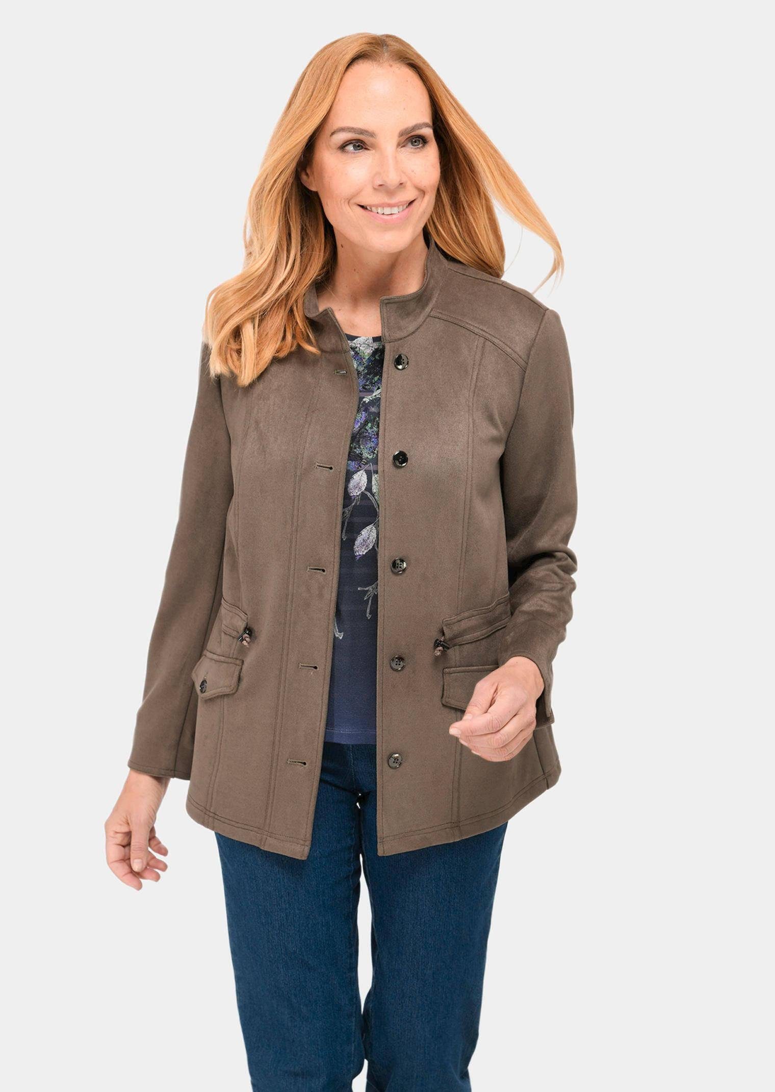 GOLDNER Blouson Blazer in weicher Velourslederoptik günstig online kaufen