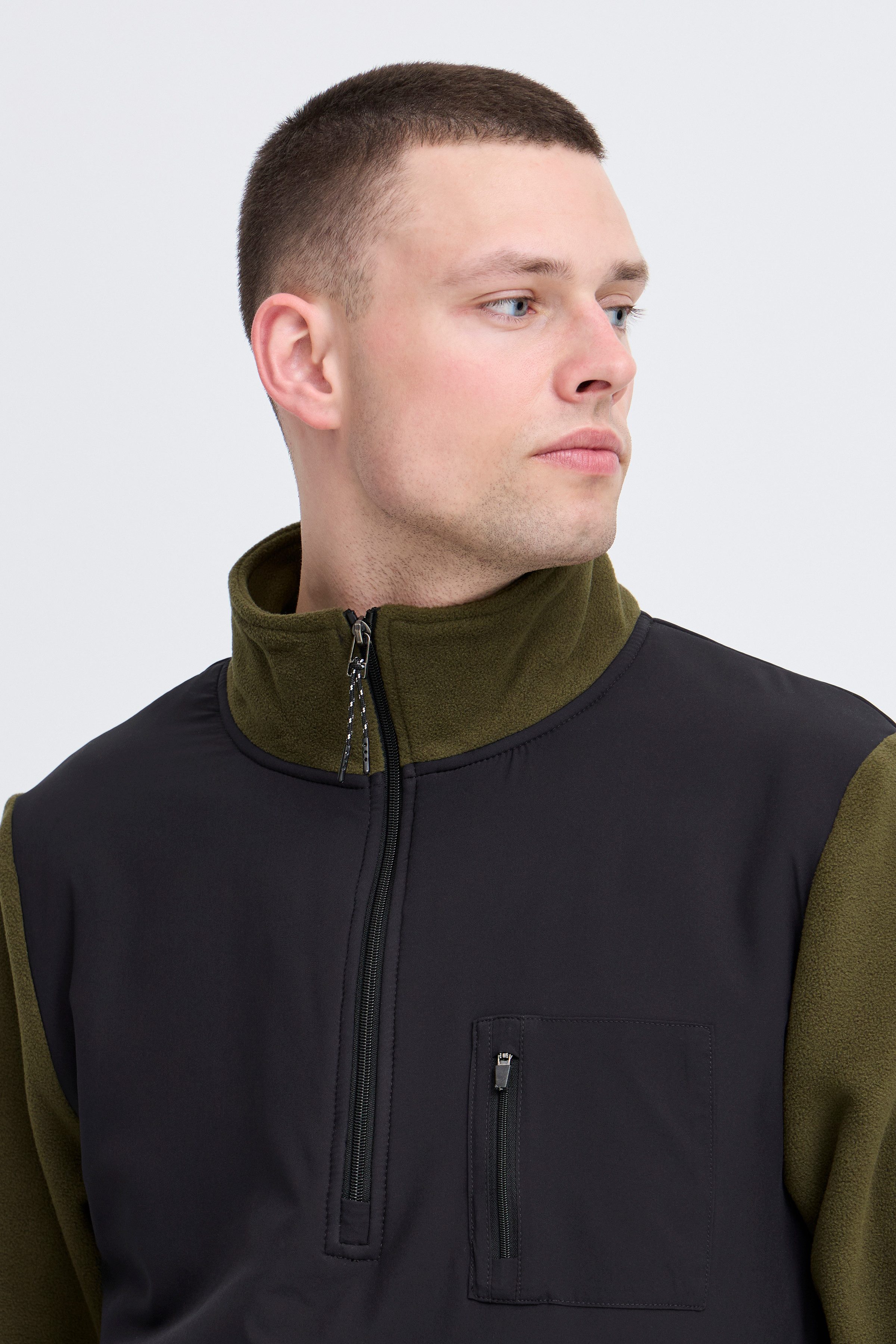 Blend Fleecepullover BHMARIO Sweatshirt halfzipp im Troyer-Stil
