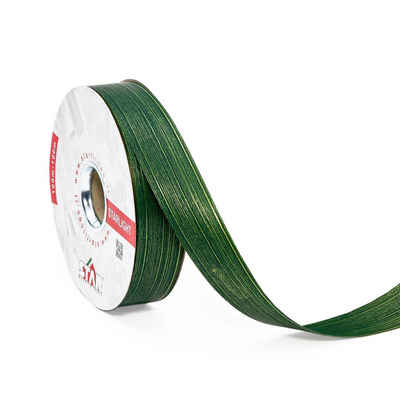 Star Dekoband, Geschenkband in Blätteroptik gestreift 19mm x 100m Rolle Blattgrün
