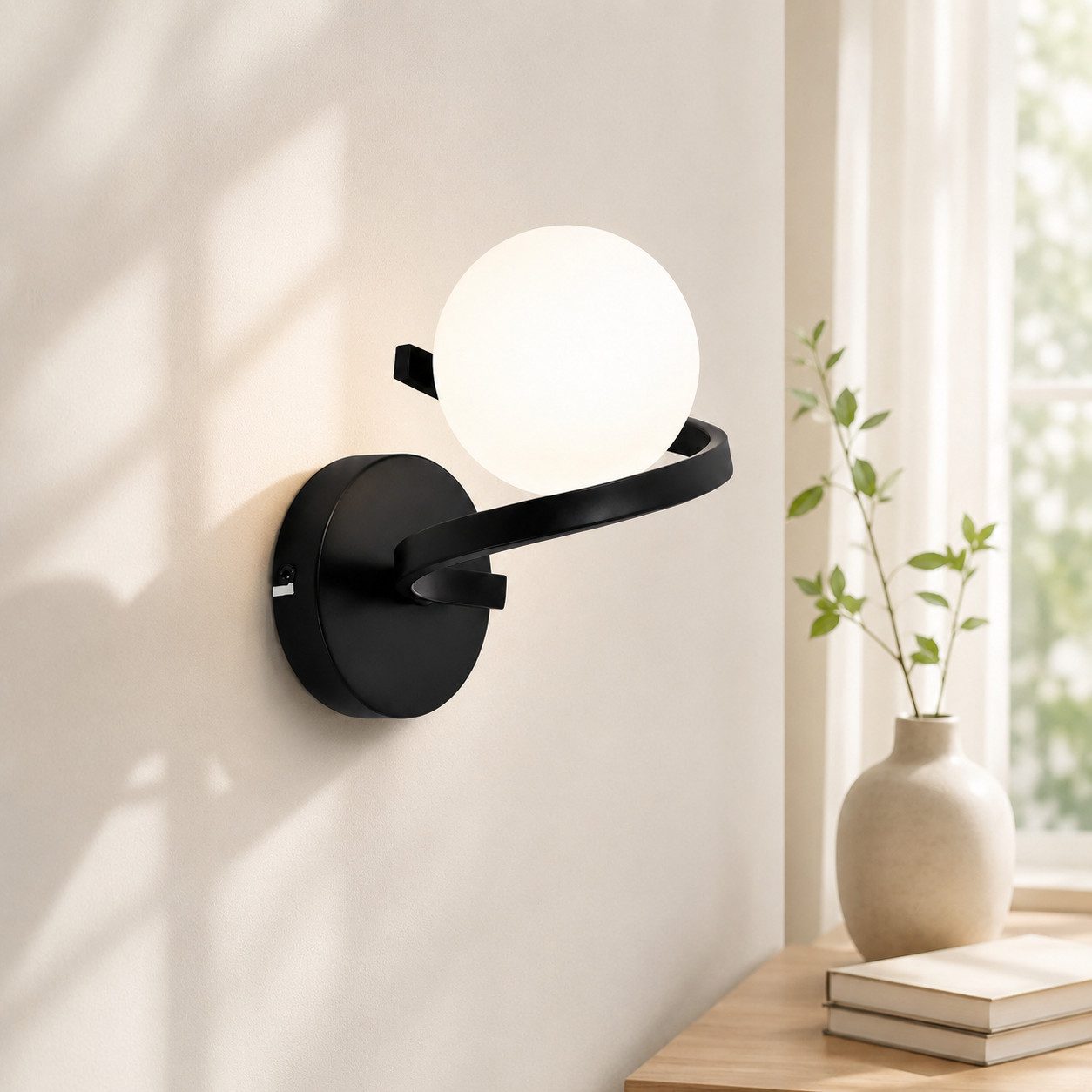ZMH Wandleuchte 1 Flammig Modern Schwarz Innen Wandlampe - Metall Flur, LED wechselbar, ohne Leuchtmittel