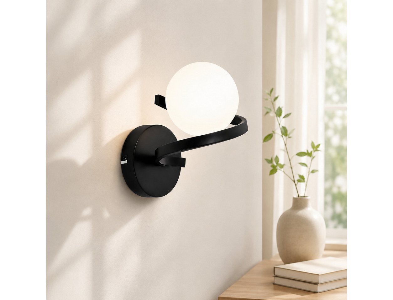 ZMH Wandleuchte 1 Flammig Modern Schwarz Innen Wandlampe - Metall Flur, LED wechselbar, ohne Leuchtmittel
