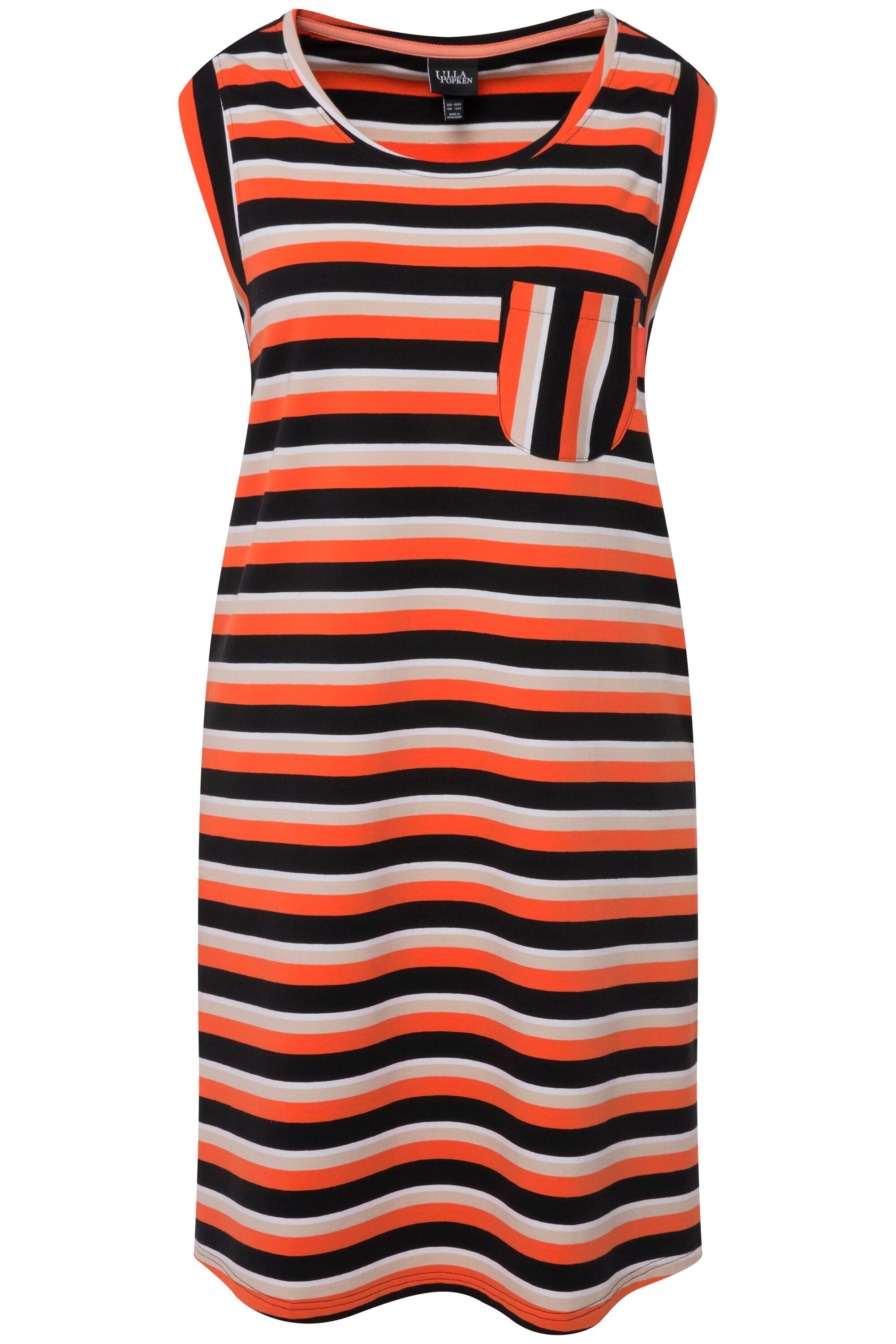 Ulla Popken Minikleid Sweatkleid A-Linie Taschen Rundhals ärmellos