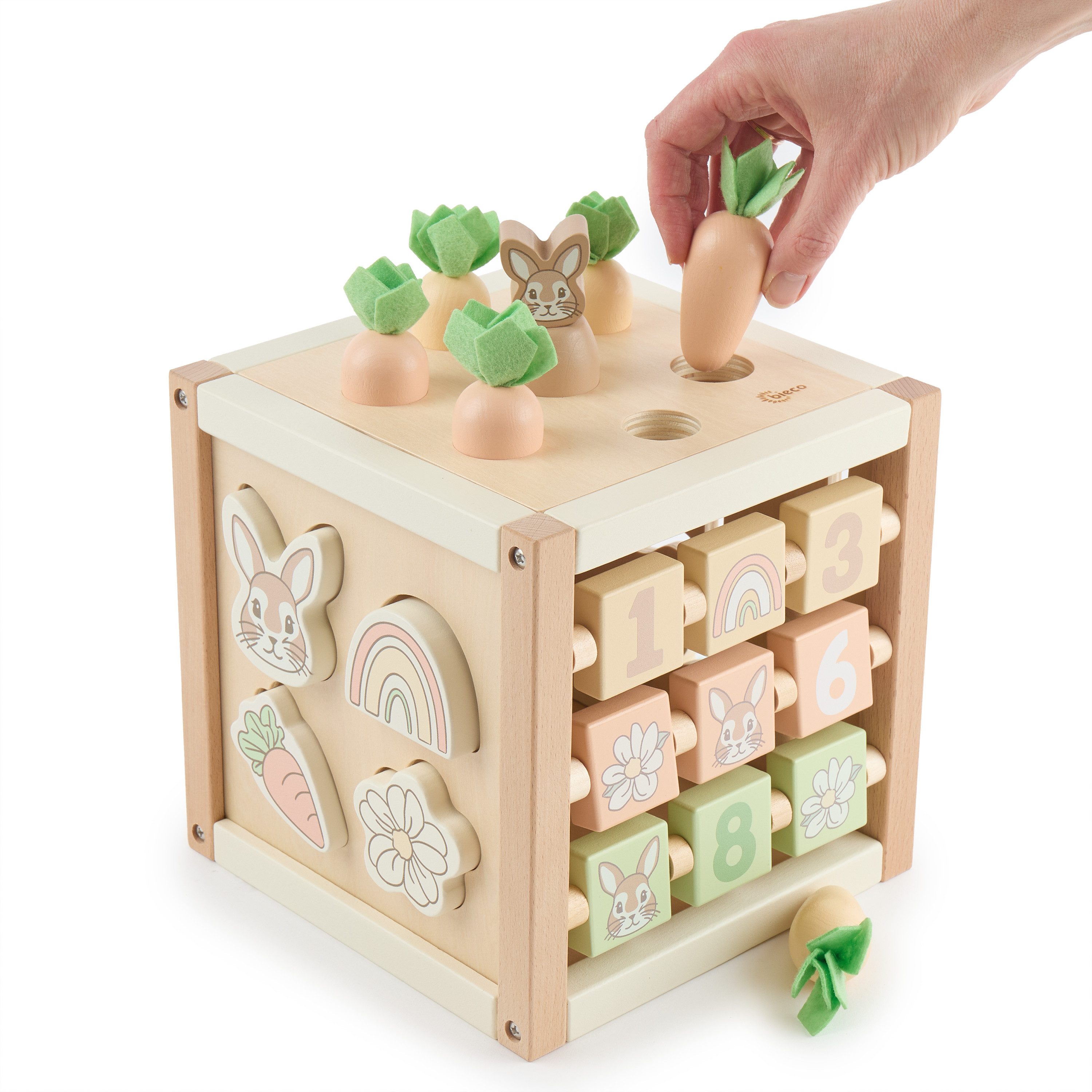 BIECO Motorikschleife Bieco Motorikwürfel aus Holz FSC® – Montessori