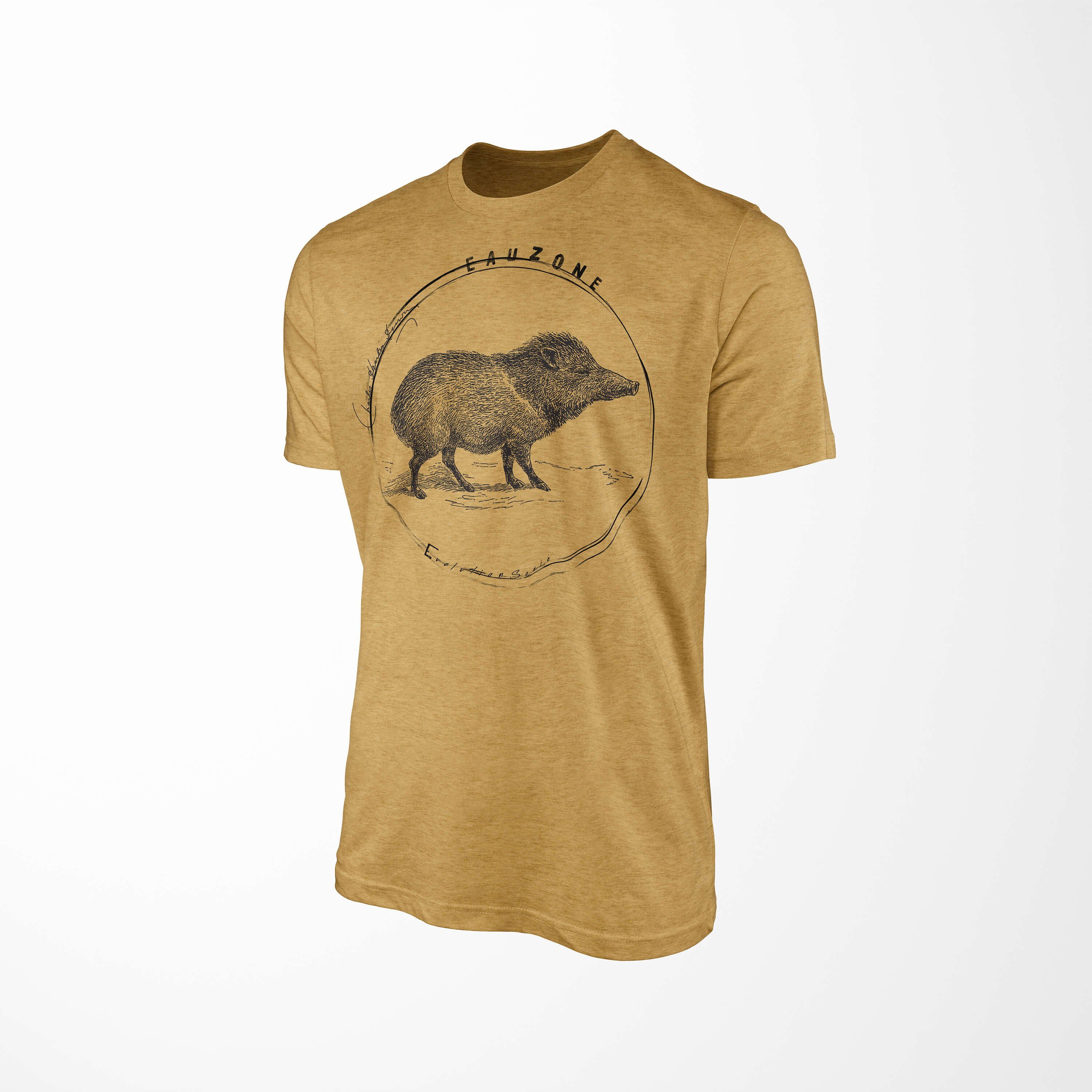 Sinus Art T-Shirt Evolution Wildschwein Gold Antique T-Shirt Herren