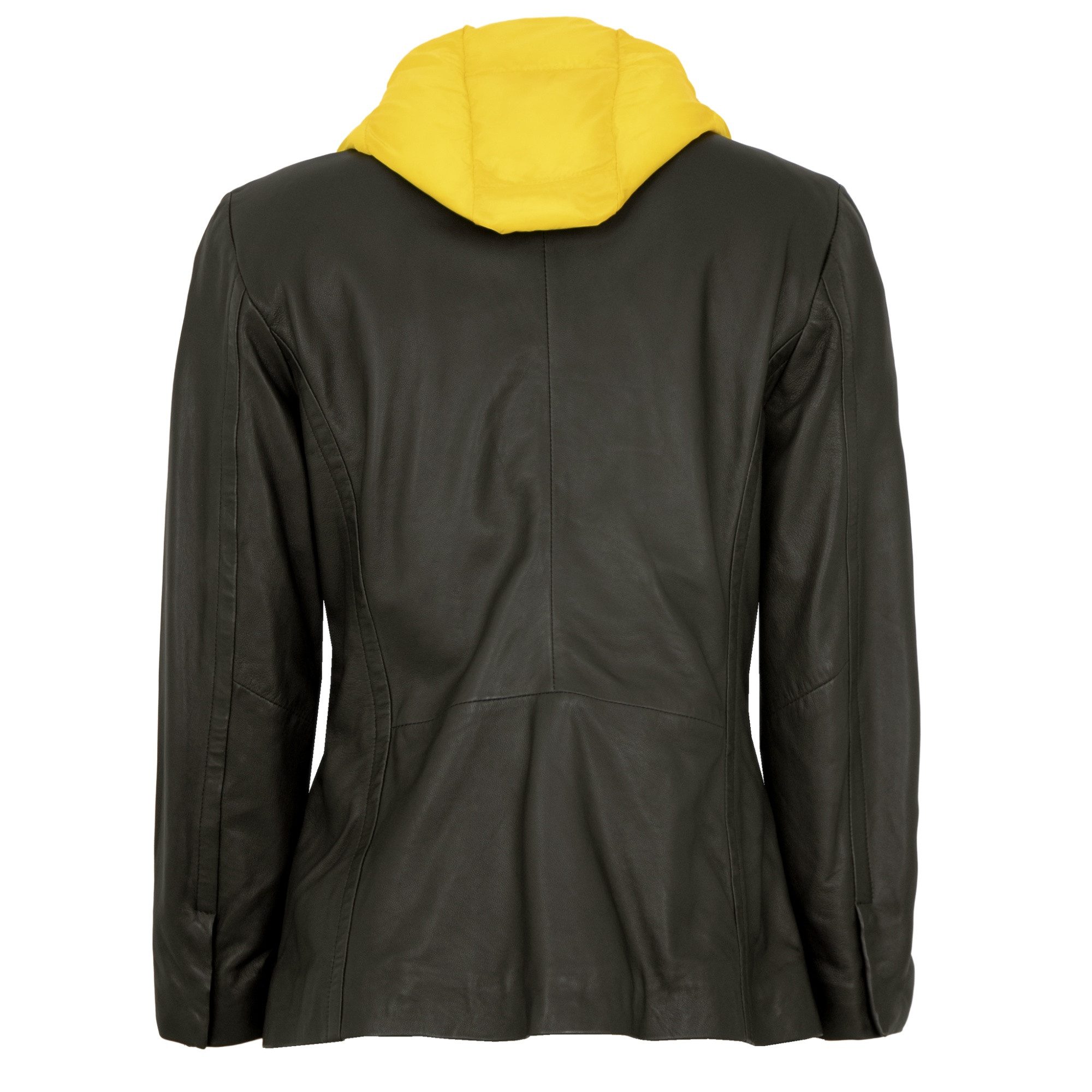 Freaky Nation Lederjacke Glam Factor-FN Freaky Nation - Damen Lederjacke Blazer Lammnappa schwarz/ gelb