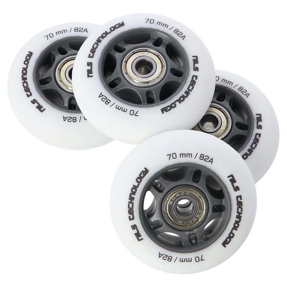 NILS EXTREME Inlineskates-Rolle Ersatzrollen Skaterollen Rollensatz (Spar-Set, 4 St), 82A, 70x24 mm, ABEC 9, 4er-Set, weiß matt
