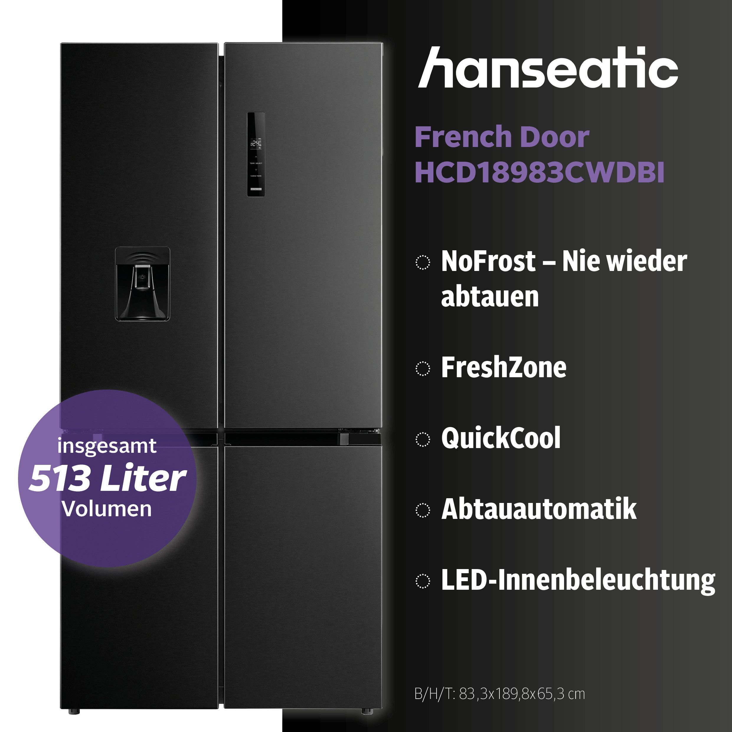 Hanseatic Multi Door HCD18983CWDBI, 189,8 cm hoch, 83,3 cm breit, inkl. 3 Jahre Herstellergarantie