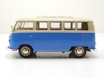 Welly Modellauto VW Classical Bus T1 1962 blau weiß Modellauto 1:24 Welly, Maßstab 1:24