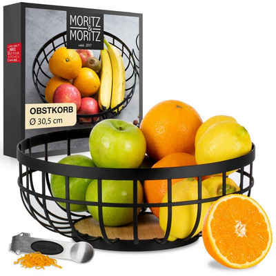 Moritz & Moritz Obstschale Moritz & Moritz Moments Obstkorb Rund groß schwarz, Metall, (30,5cm, 2-tlg), Korb für Geschenke, Früchte, Gemüse und Brot